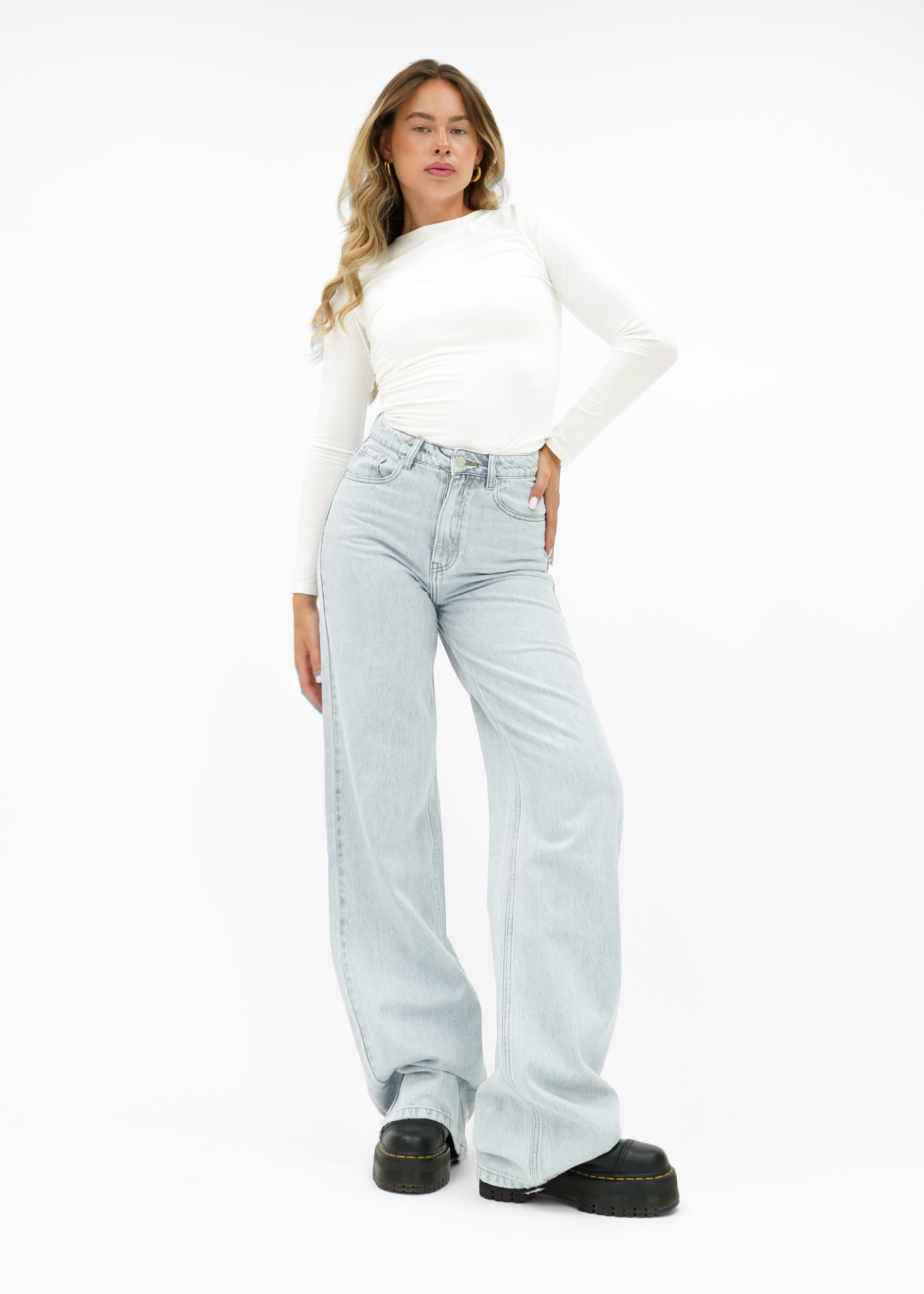High waist super wide leg jeans light blue (tall)