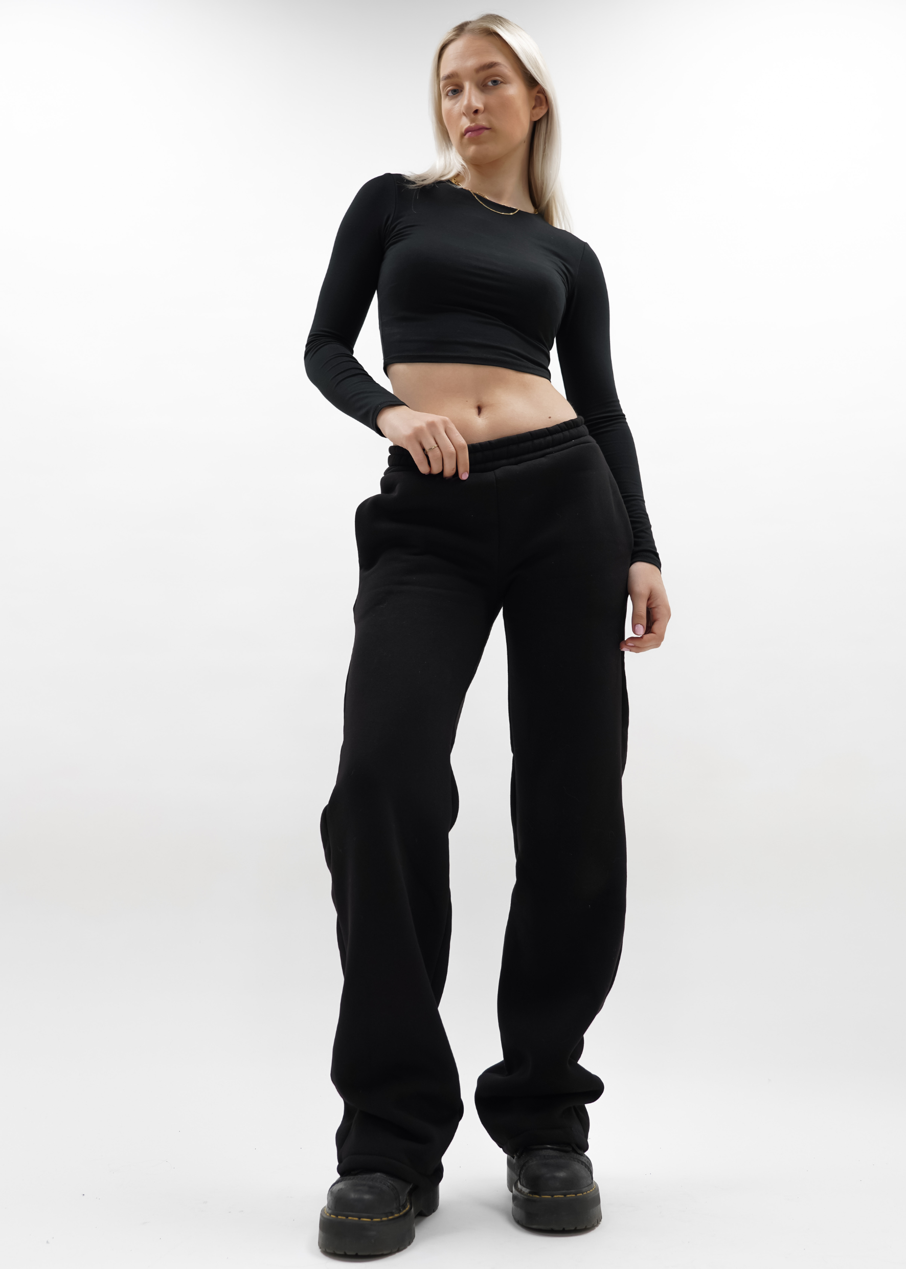 Low/mid waist jogger pants black (TALL)