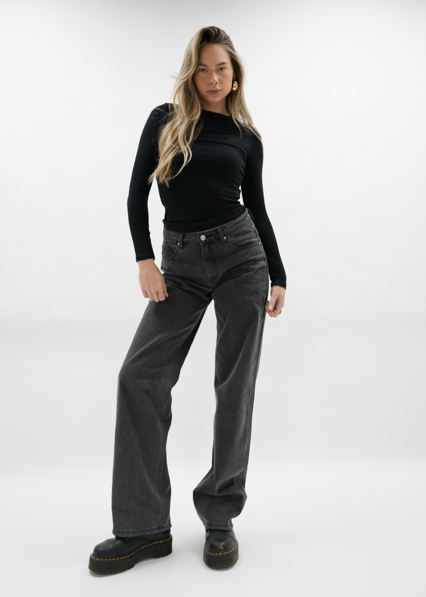 Jean gris taille basse online