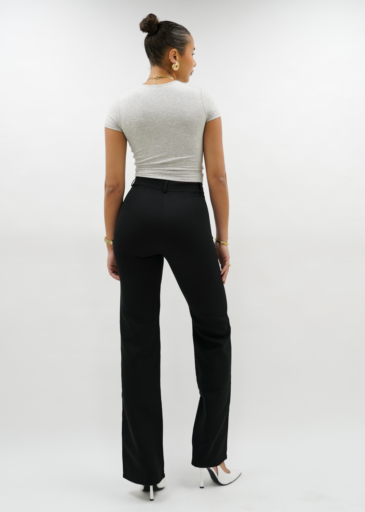 Straight leg pants with pressfold black (TALL)