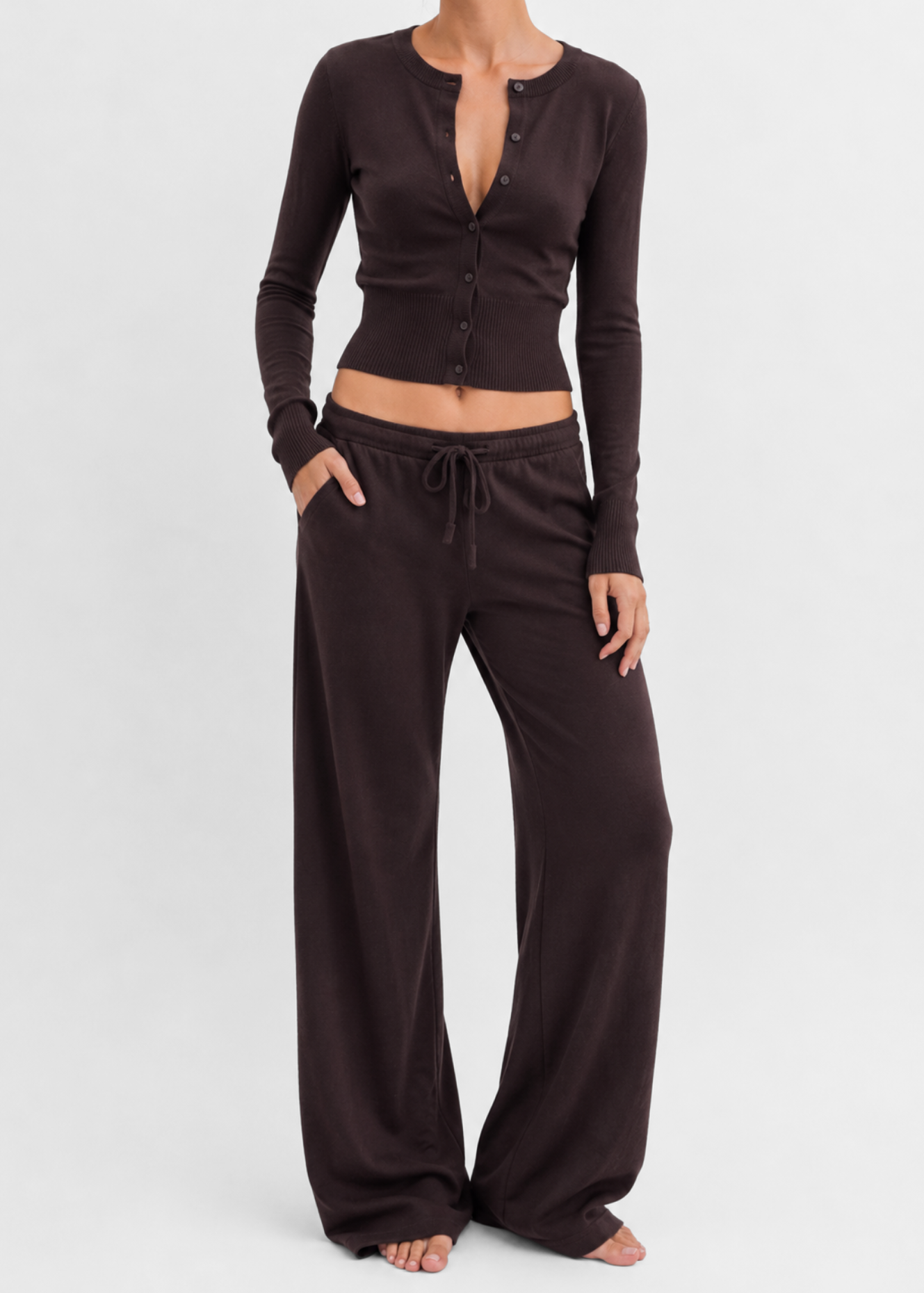 Soft knitted pants chocolate brown (tall)