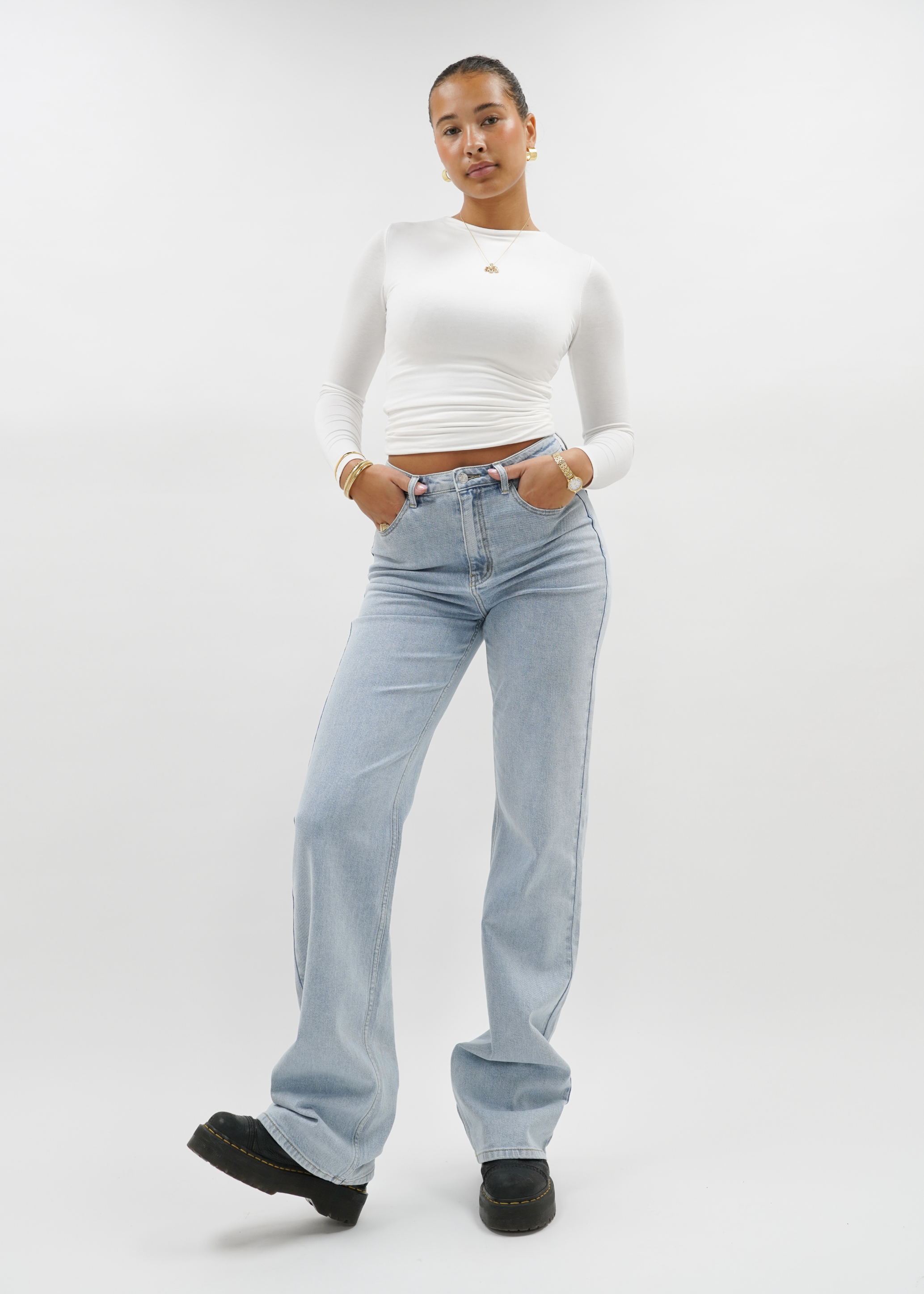 High waist wide leg jeans light blue (TALL)