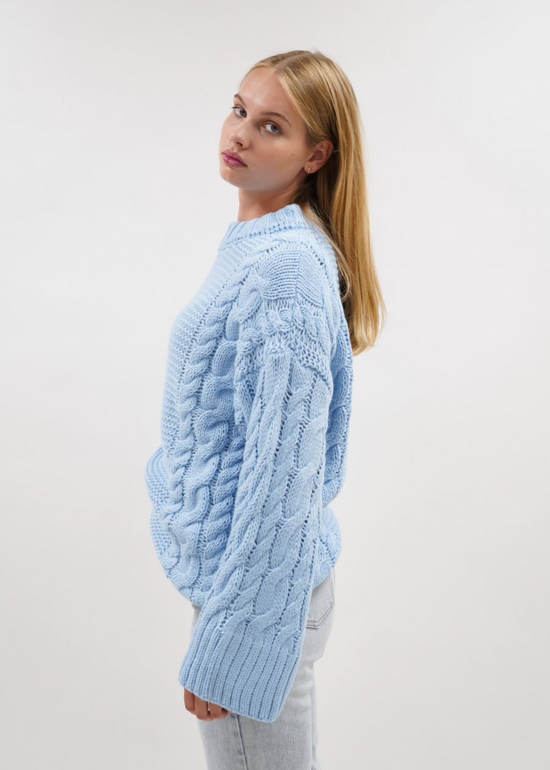 Cable knit baby blue