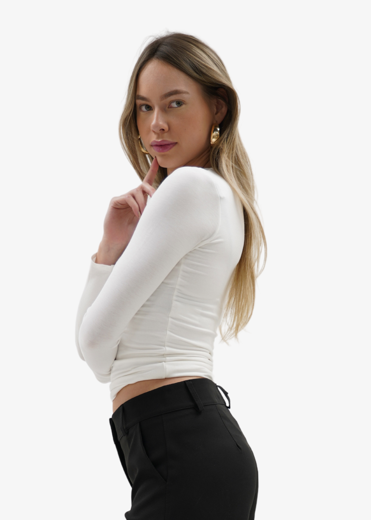 Long sleeve top long off-white