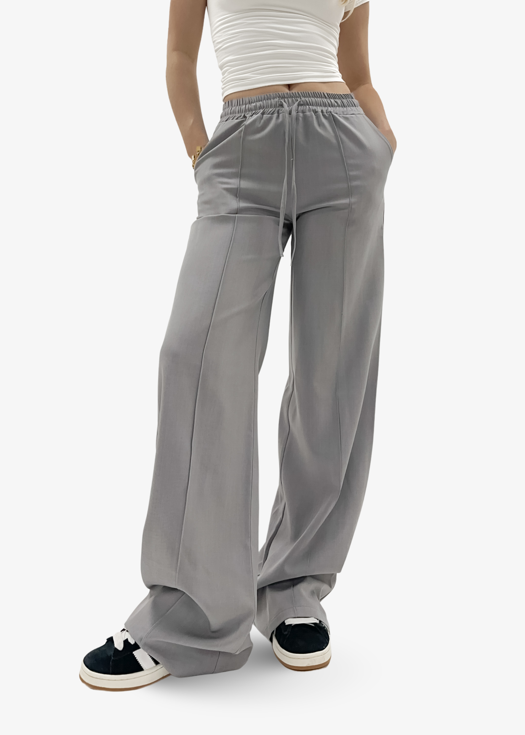 Flowy pants met pressfold (TALL) light grey