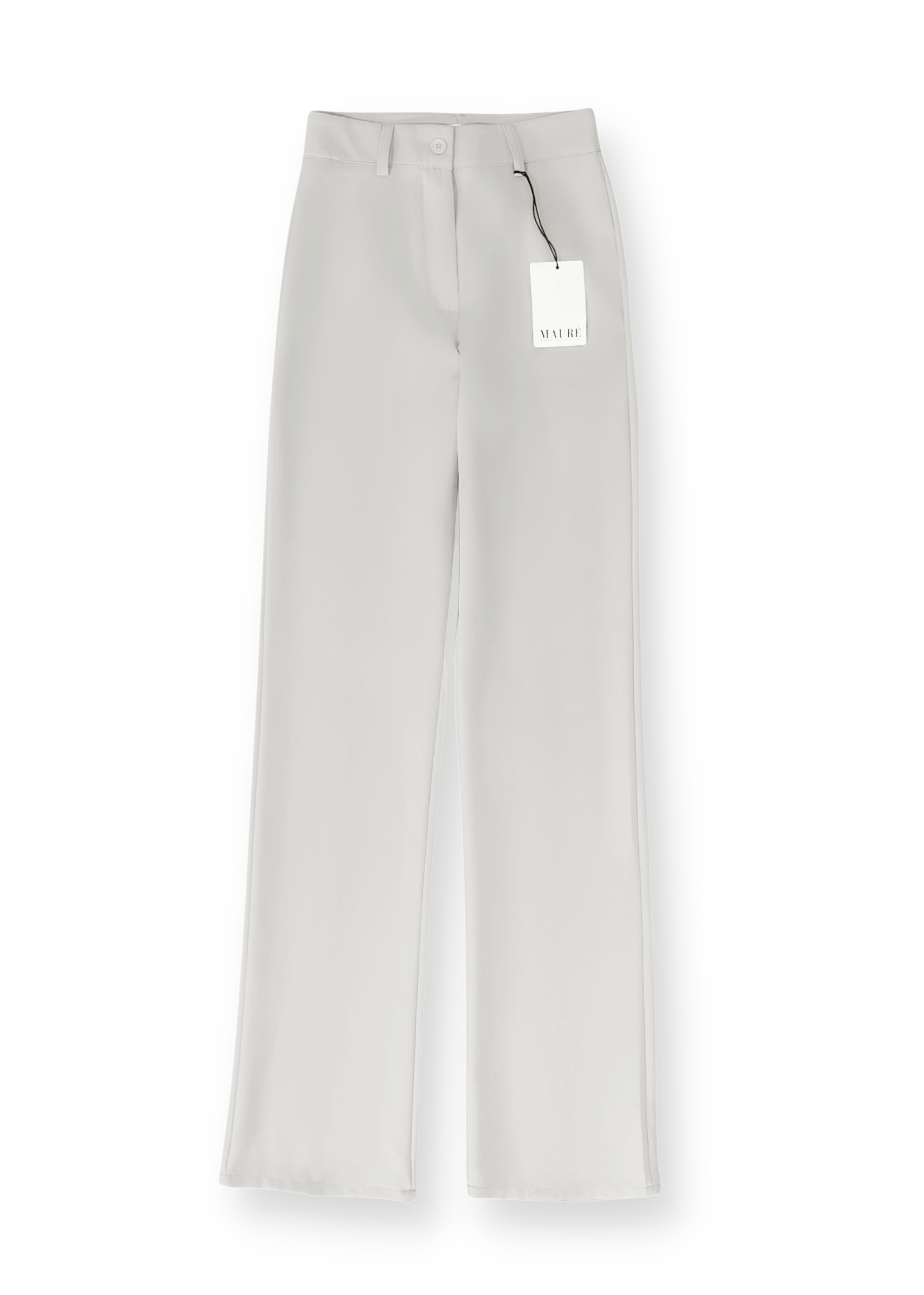 Pantalon jambe droit gris crème classique (RÉGULIER)