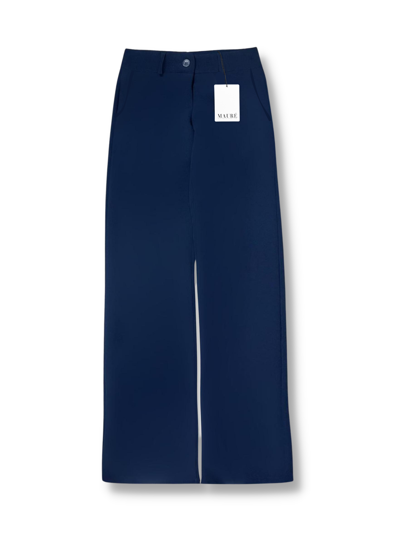 Pantalon droit taille basse/mi-longue casual bleu nuit (REGULAR)
