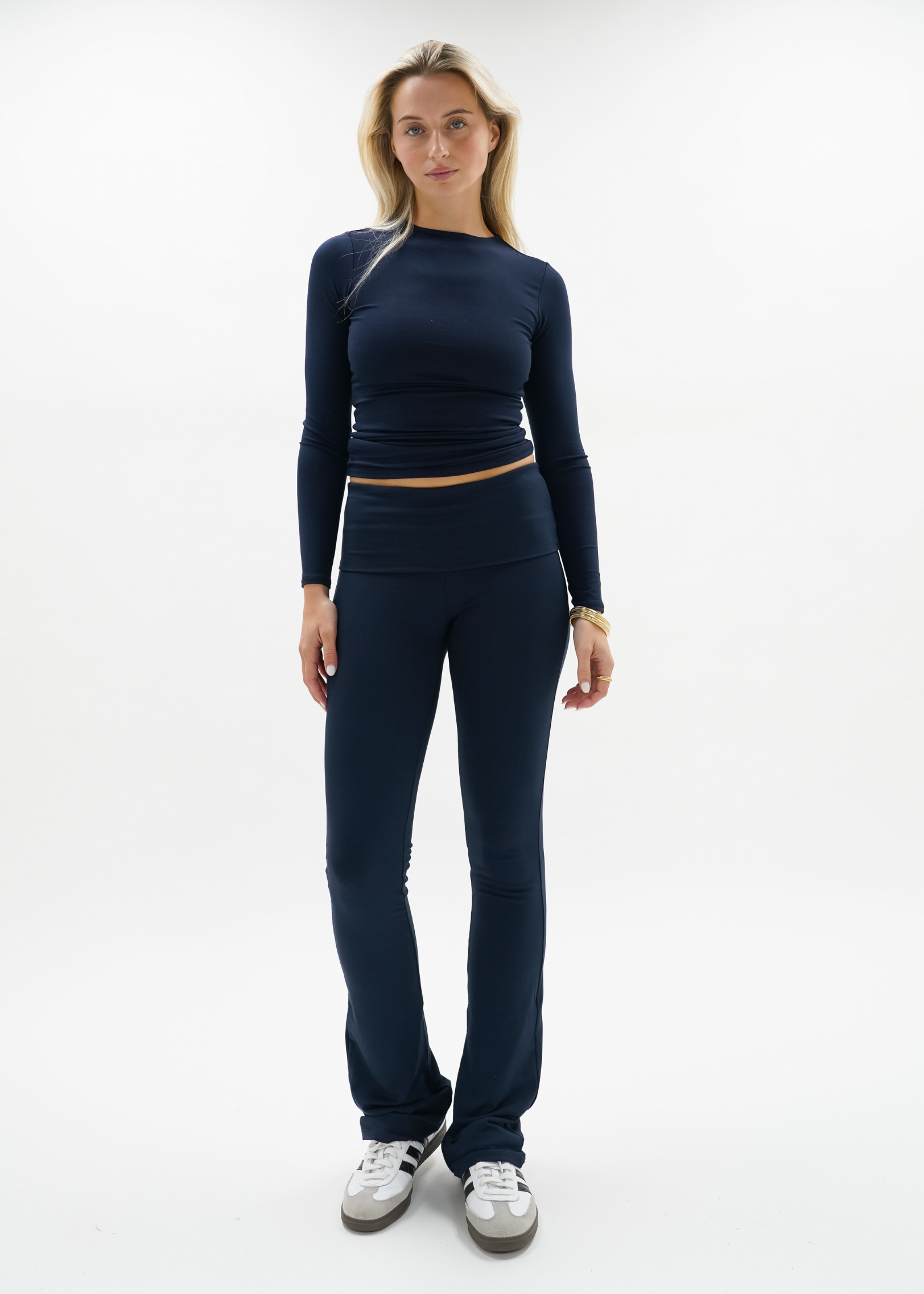 Fold-over flared pants night blue (TALL)