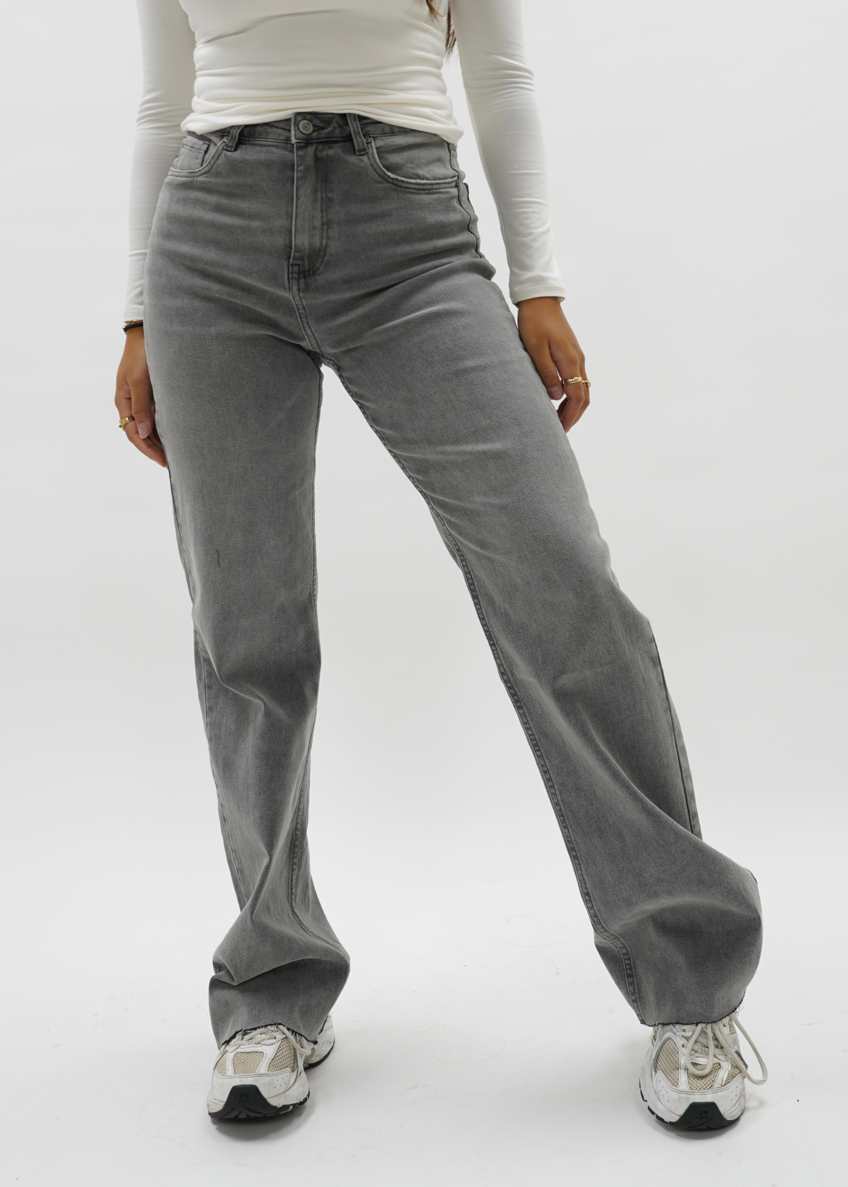 High waist wide leg jeans gray