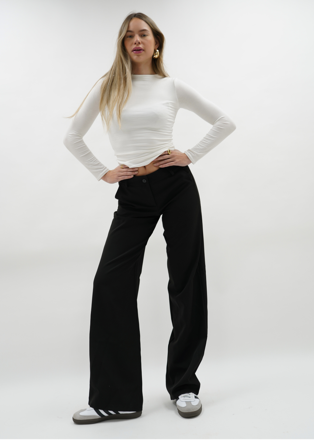 Low/mid waist straight leg pants casual  schwarz (TALL)