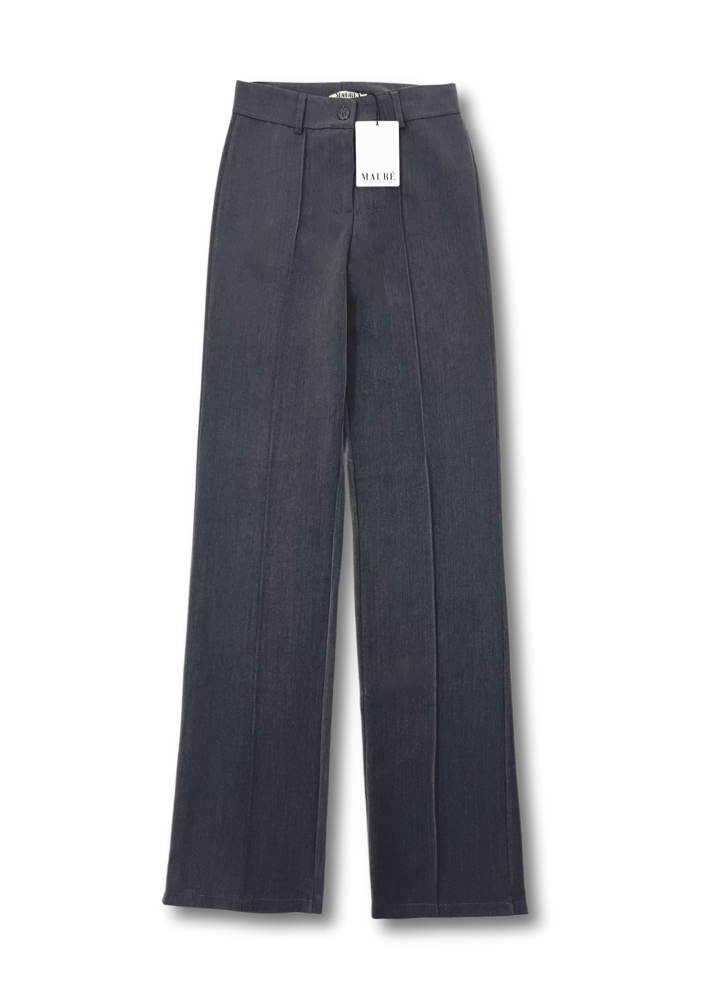Pantalon droit avec pliage gris foncé délavé (TALL)