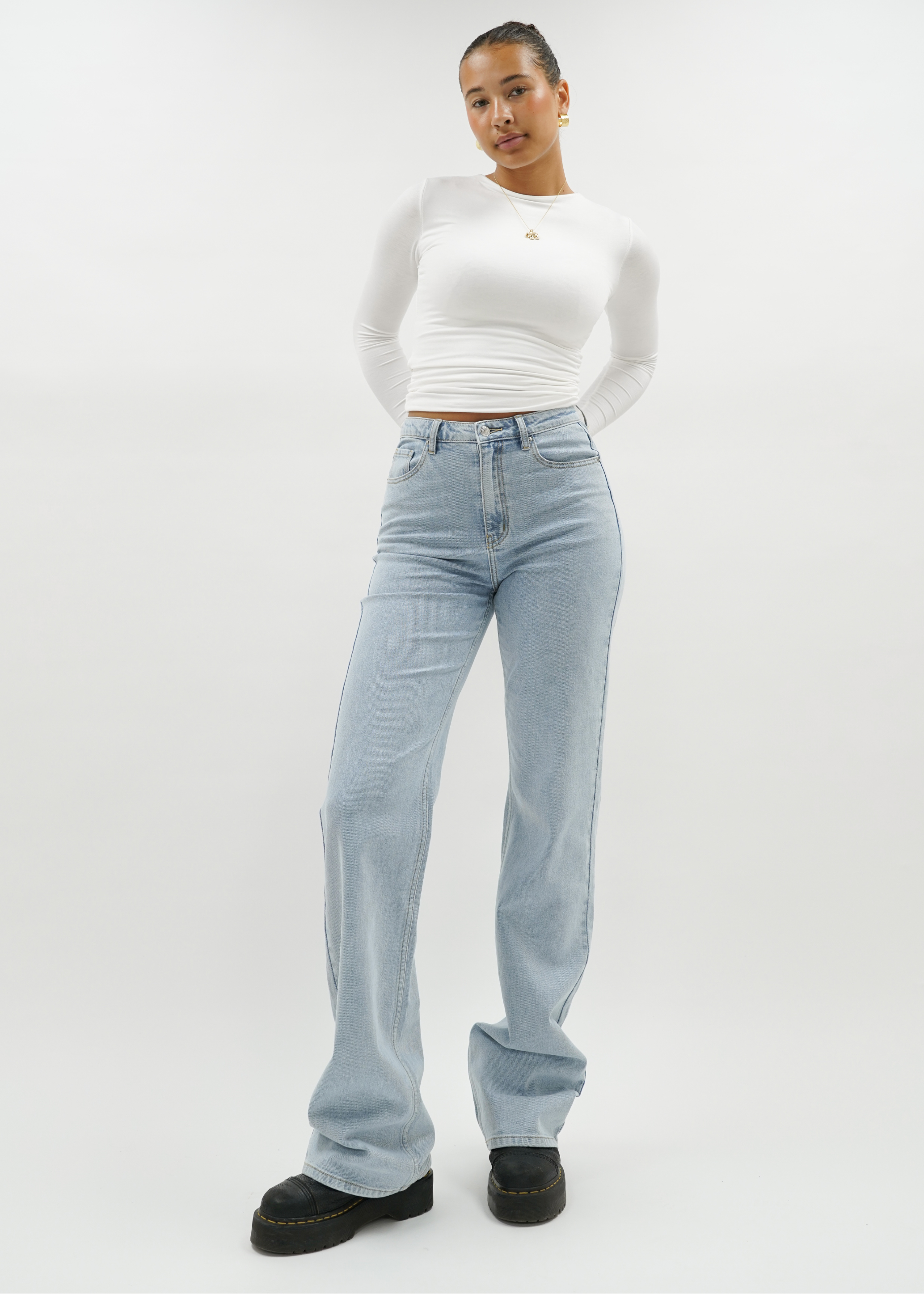 High waist wide leg jeans light blue (TALL)