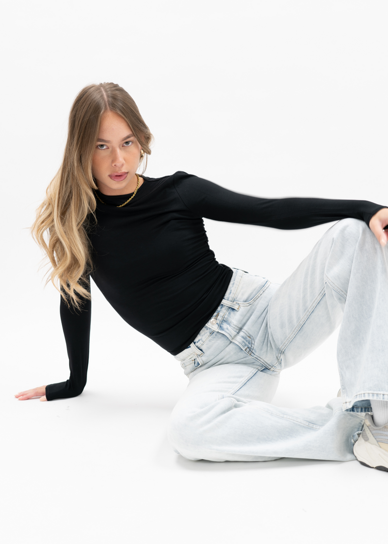 Long sleeve top long black