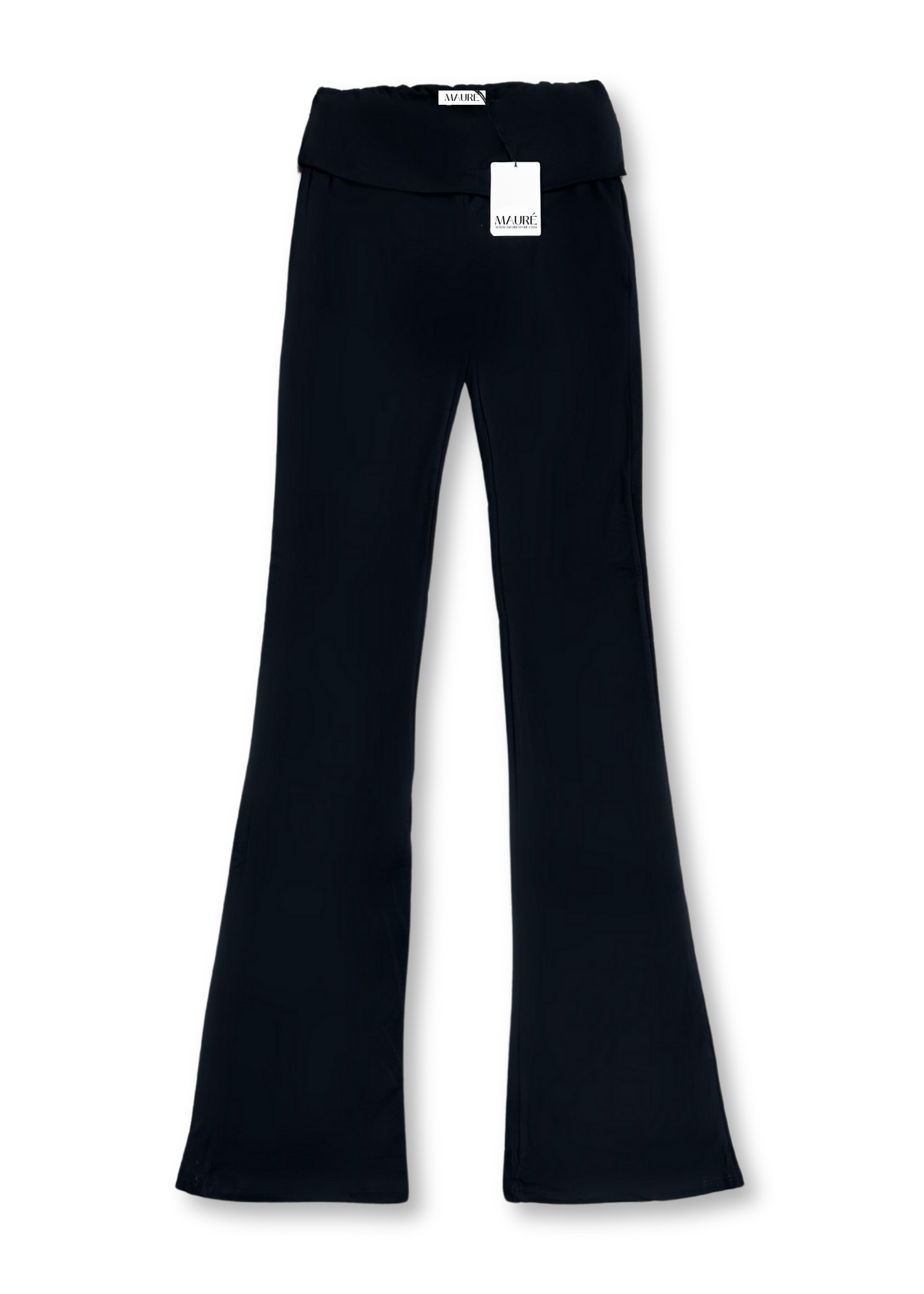 Fold-over flaredpants black(TALL)