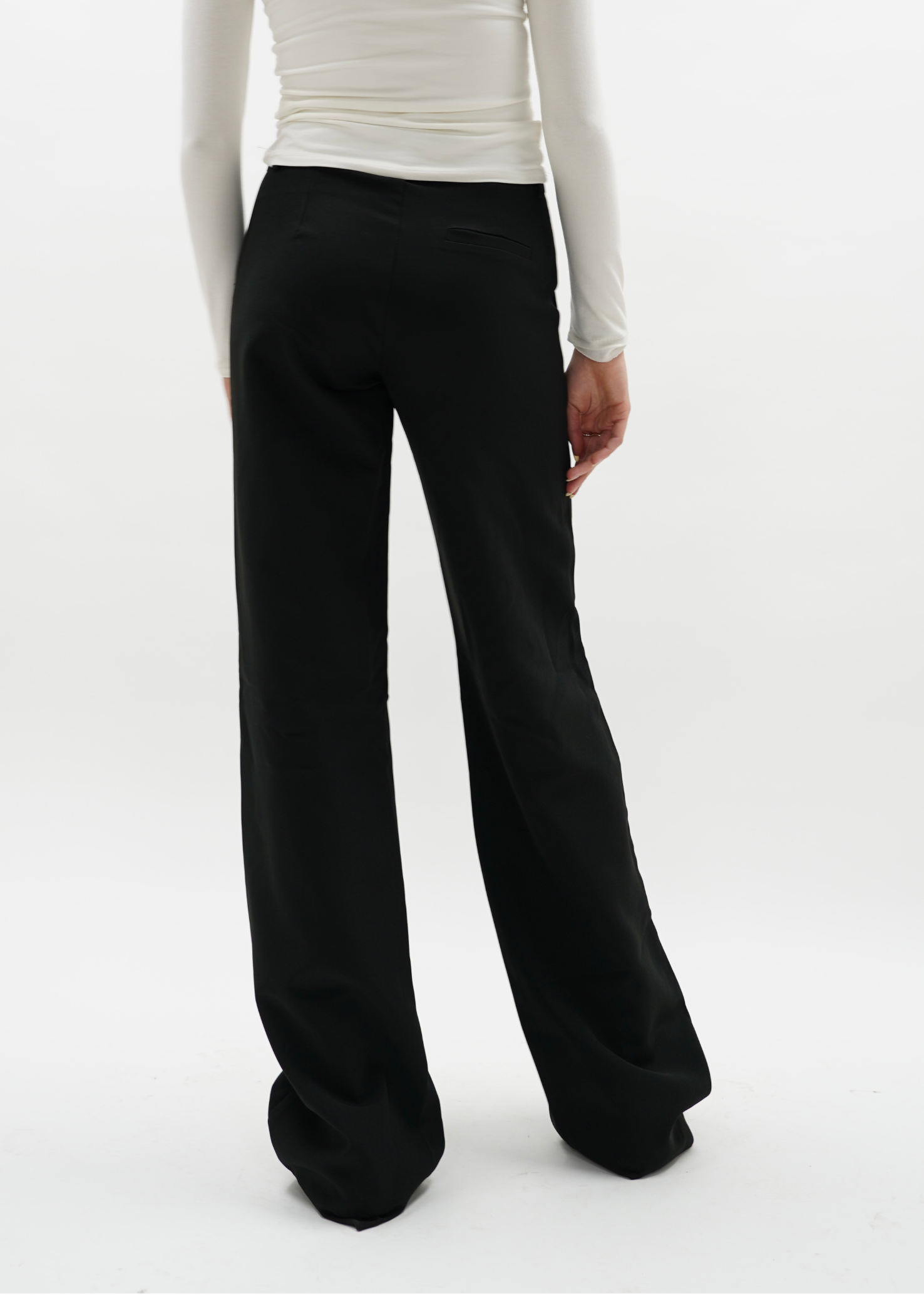 Pantalon coupe droite taille basse/moyenne casual noir (TALL)