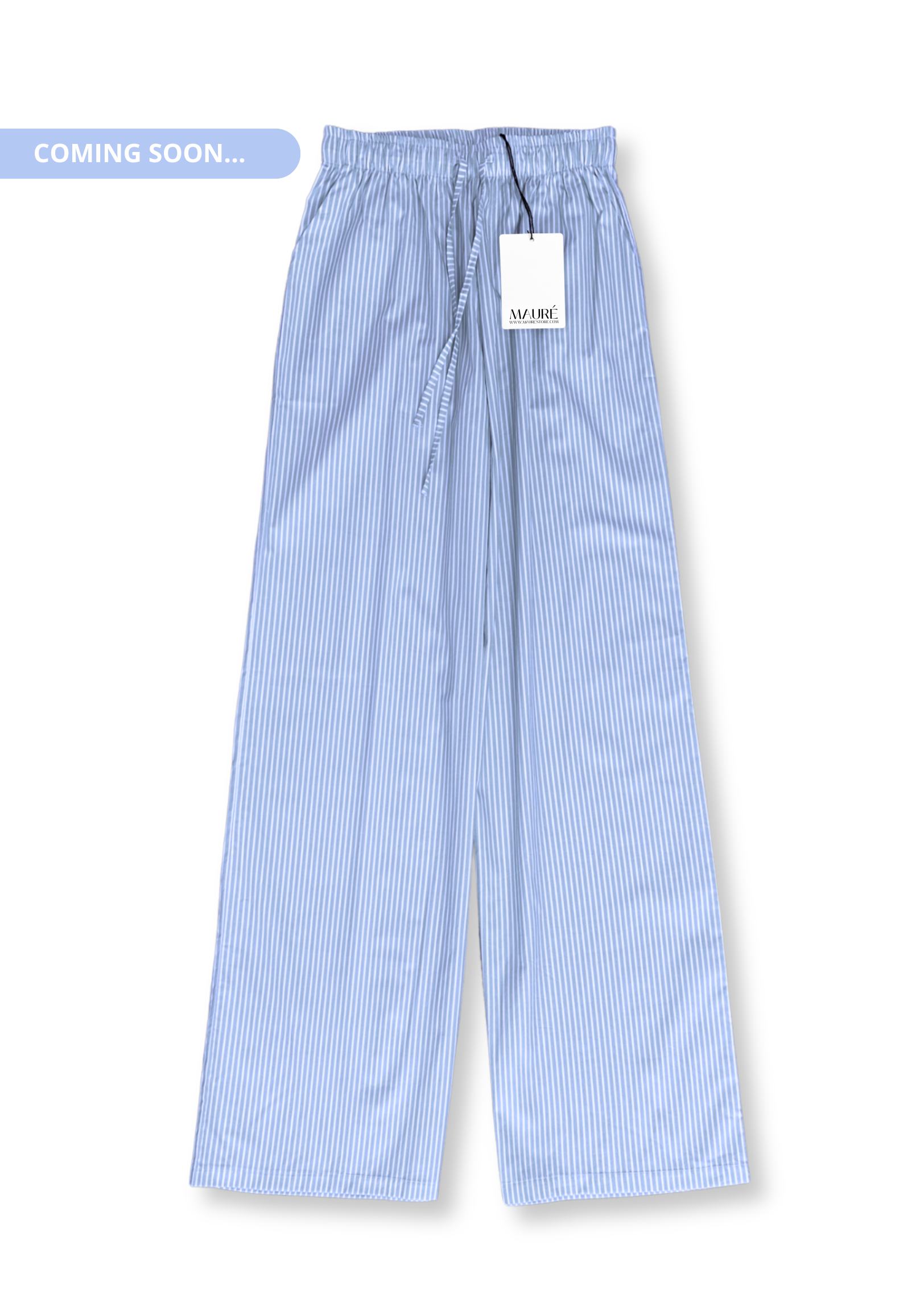 Cotton pants striped (TALL) blue/white