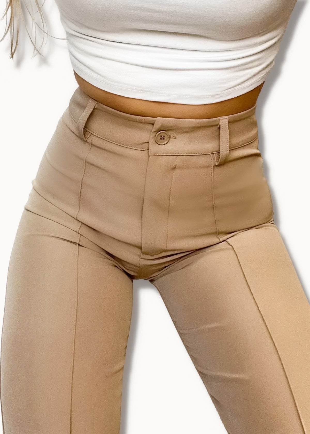 Pantalon droit avec pli à presser beige (TALL)