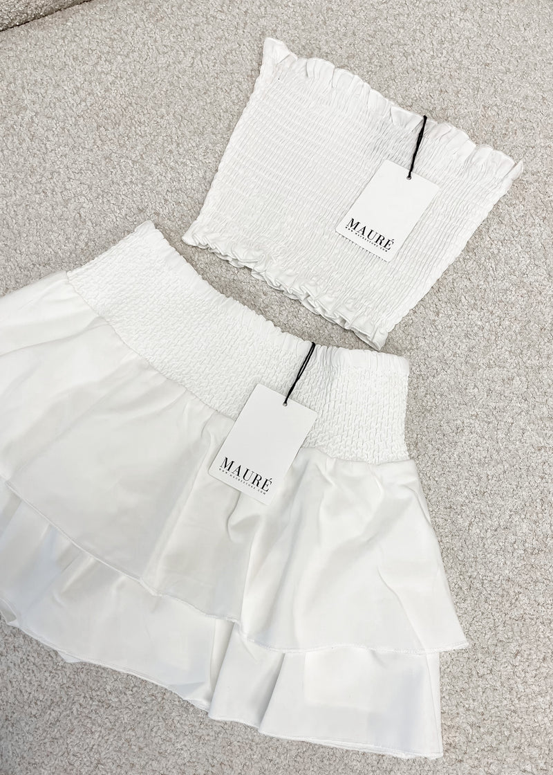 Smocked tube top off-white