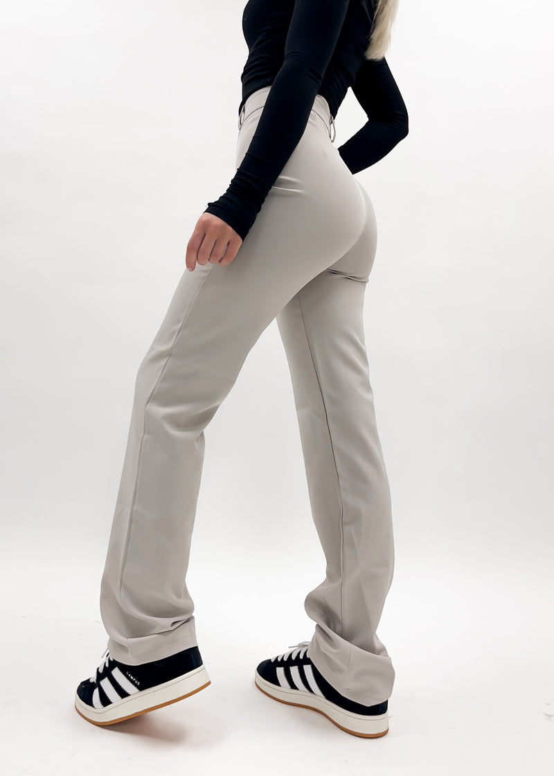 Pantalon jambe droit gris crème classique (RÉGULIER)