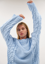 Cable knit baby blue