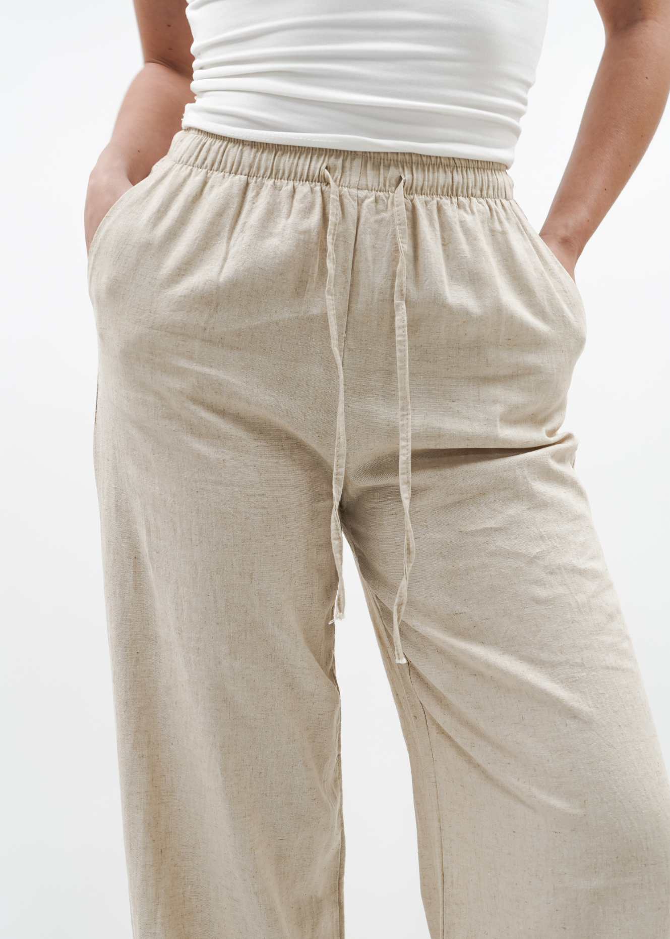 Linnen pants (TALL) sand melange