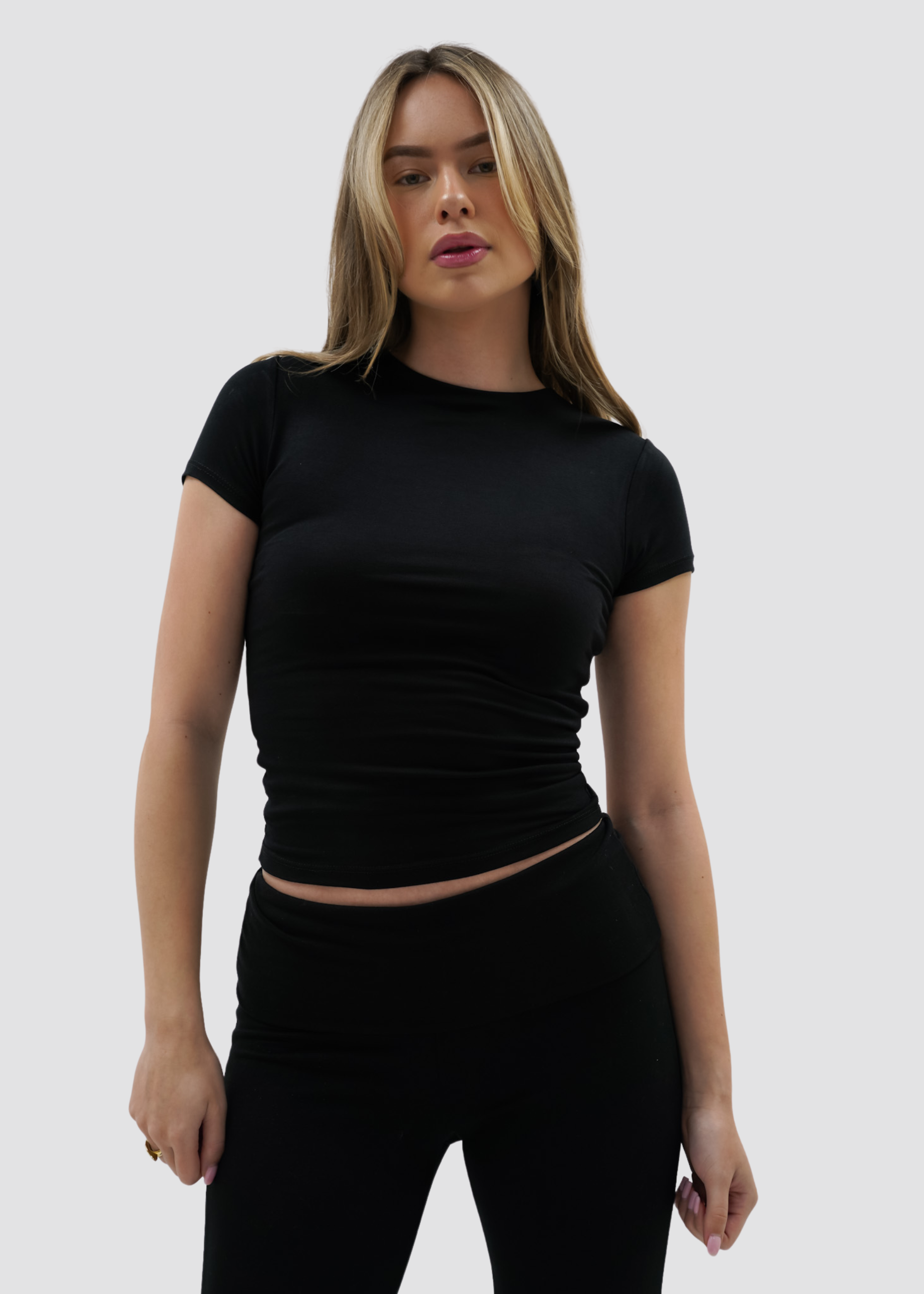 Short sleeve top long black