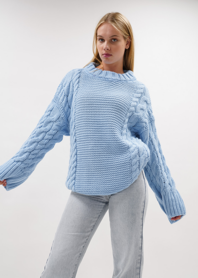 Cable knit baby blue