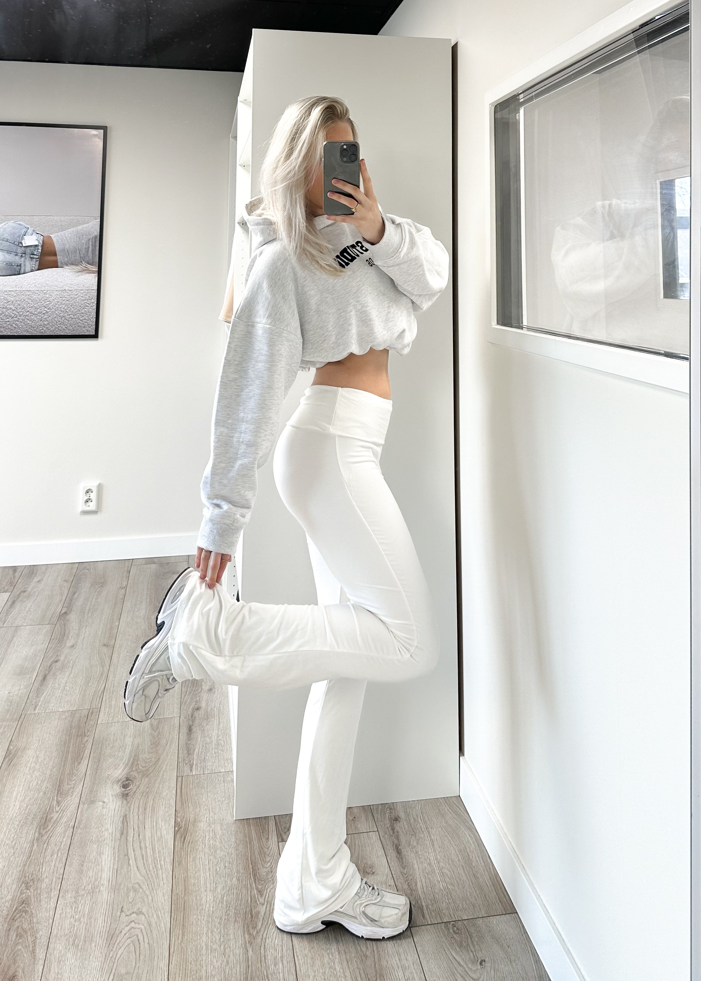 Fold-over flared pants off-white (TALL)