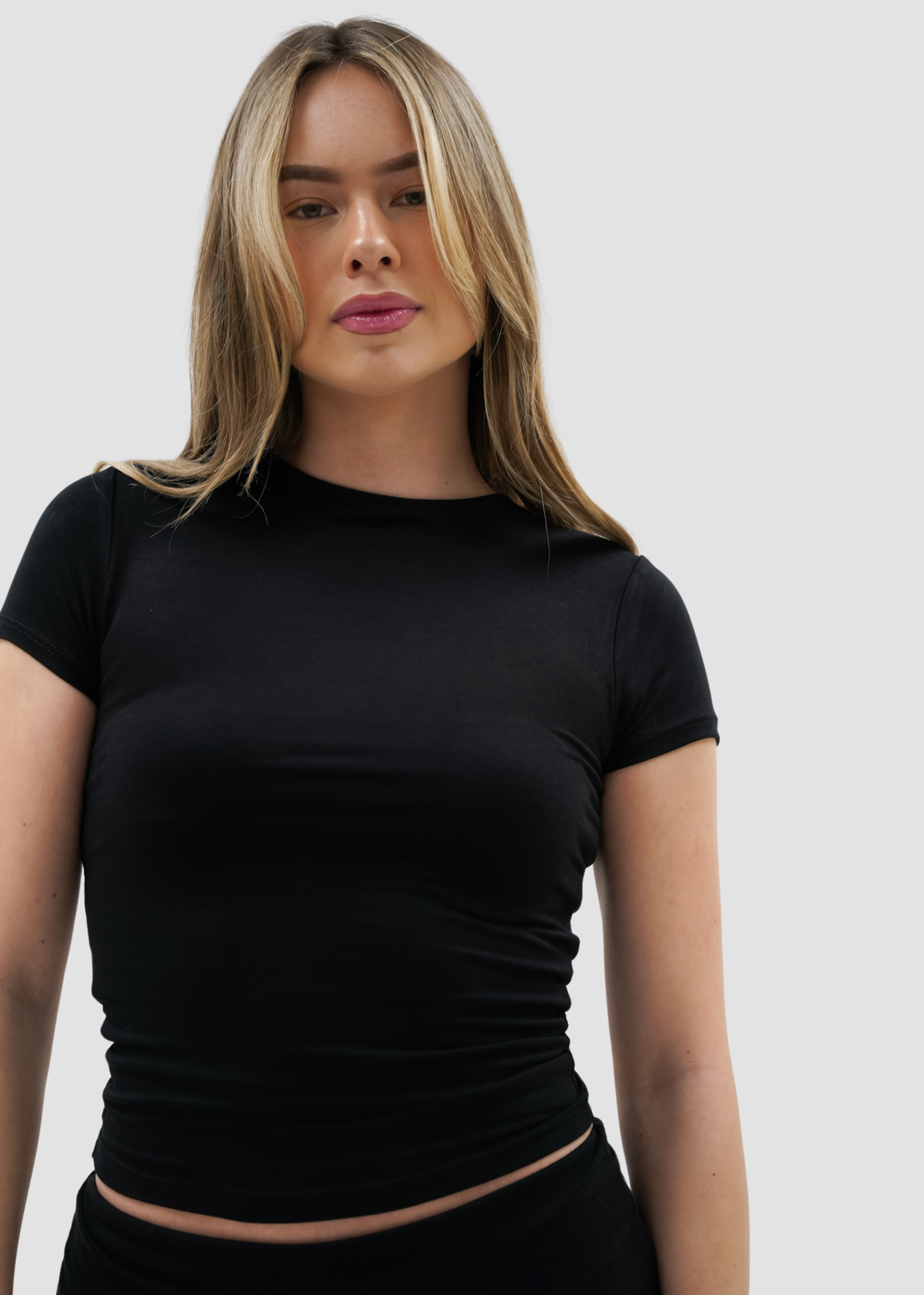 Short sleeve top long black