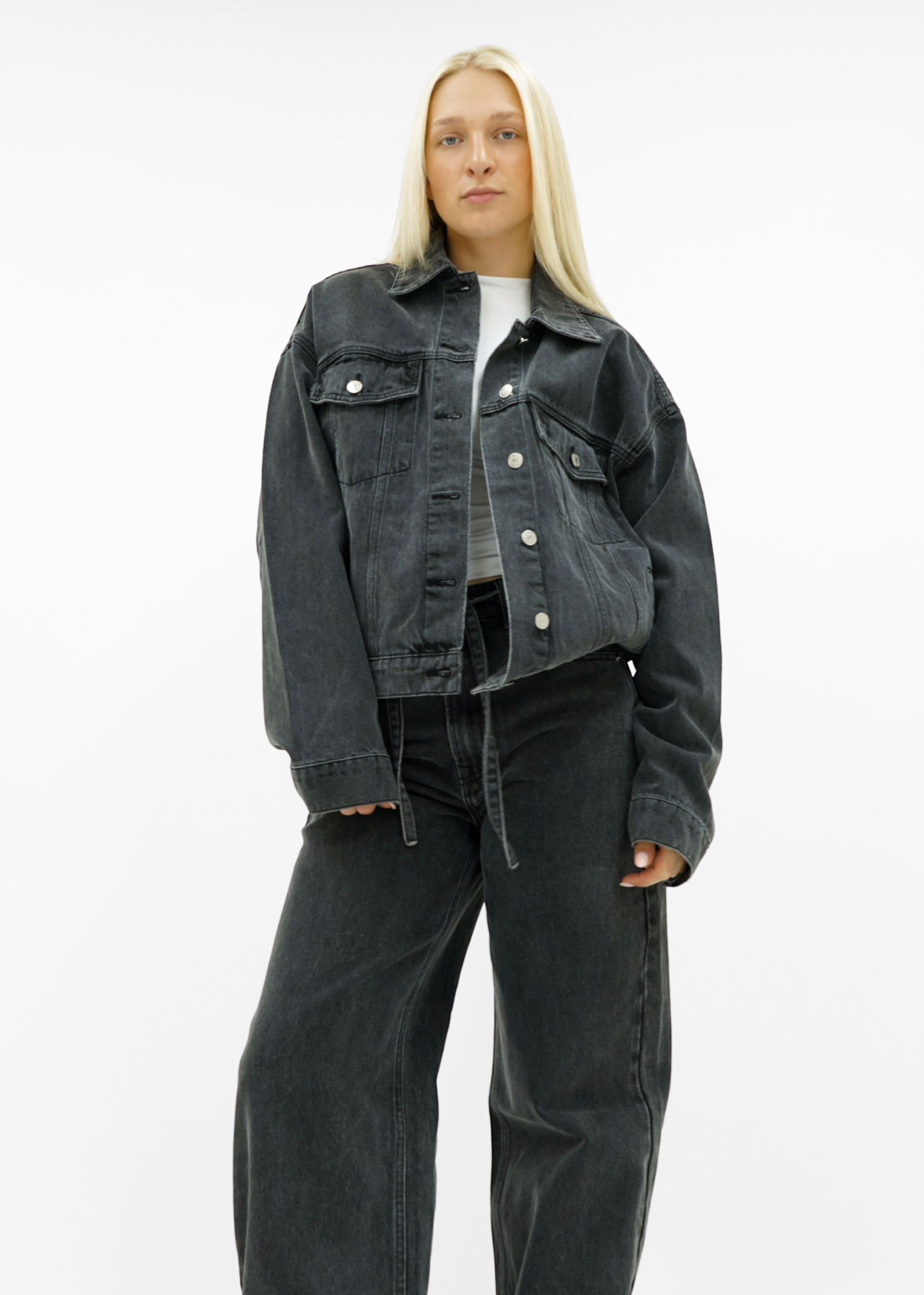 Oversized denim jacket dark washed grey (tall)