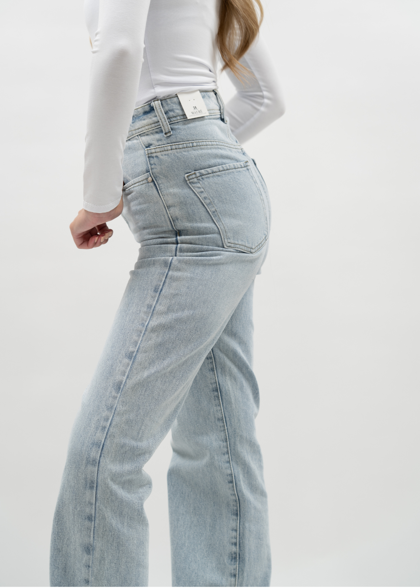 Jean droit taille haute 90's bleu clair (TALL)