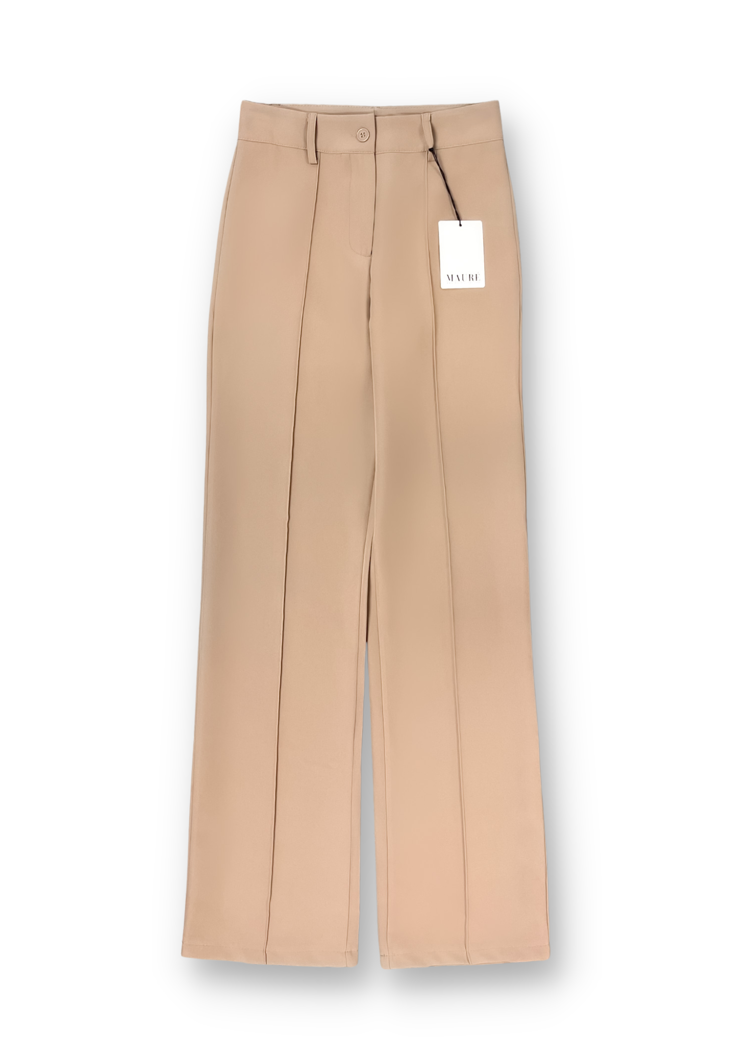 Straight leg pants met pressfold beige (TALL)