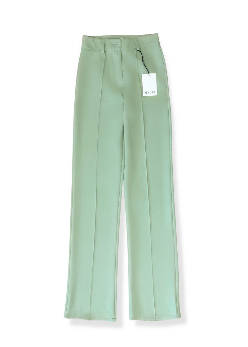 Straight leg pants met pressfold light pistachio (TALL)