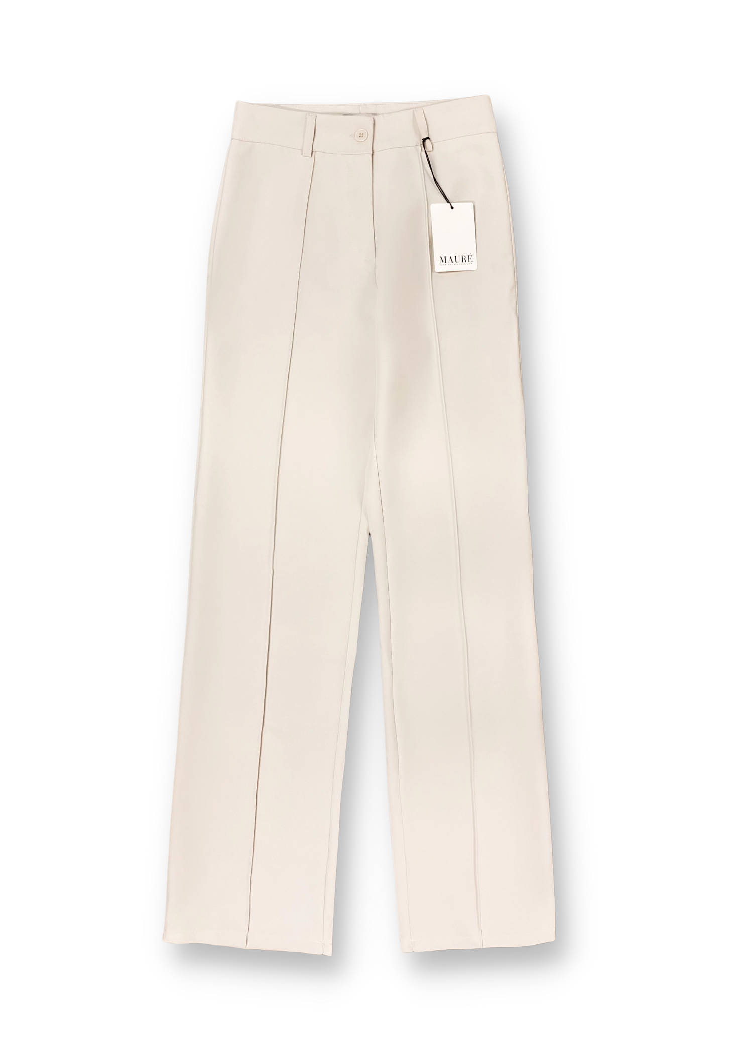 Straight leg pants with pressfold crème (TALL)
