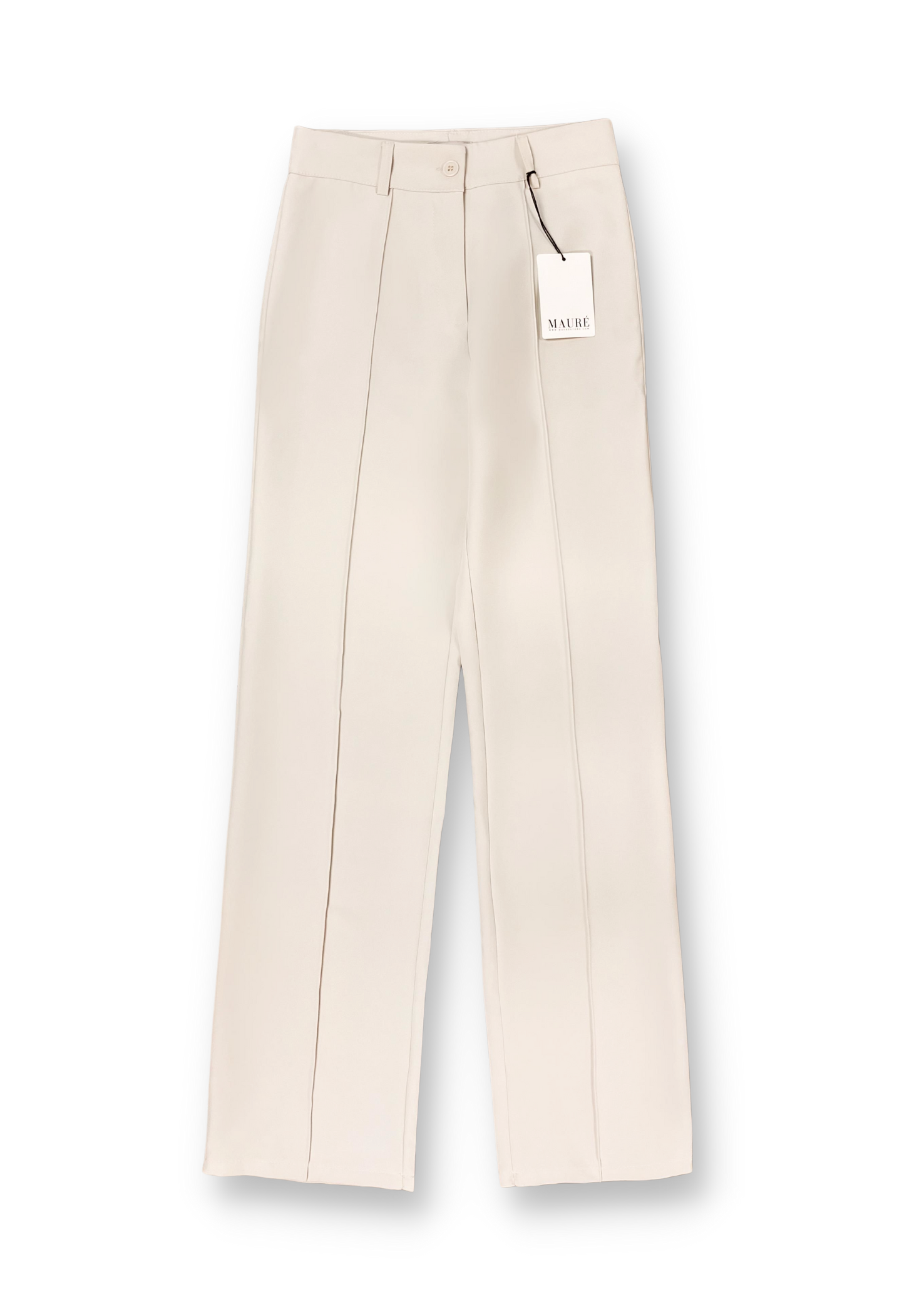 Straight leg pants with pressfold cream (TALL)