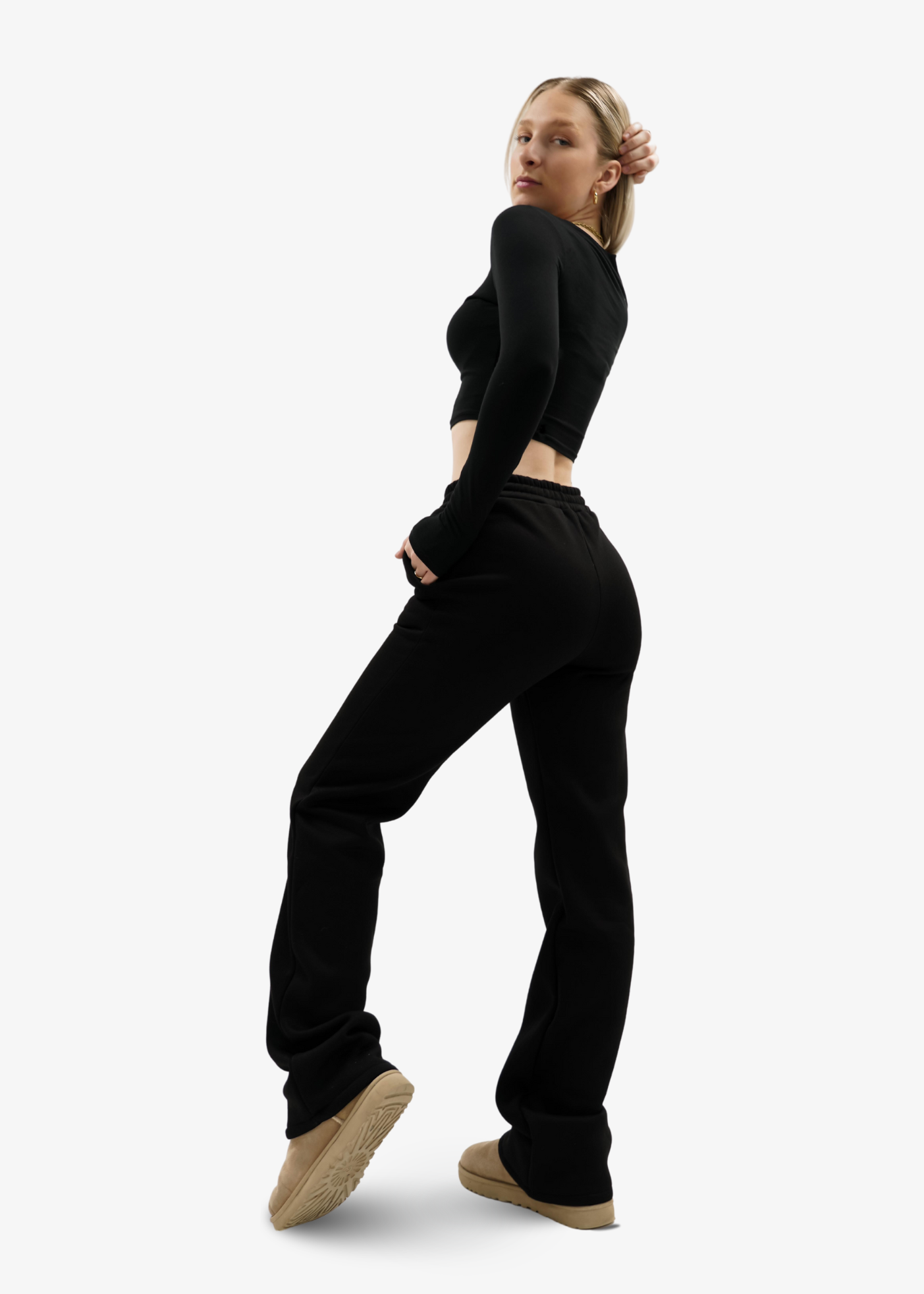High waist jogger pants black (TALL)