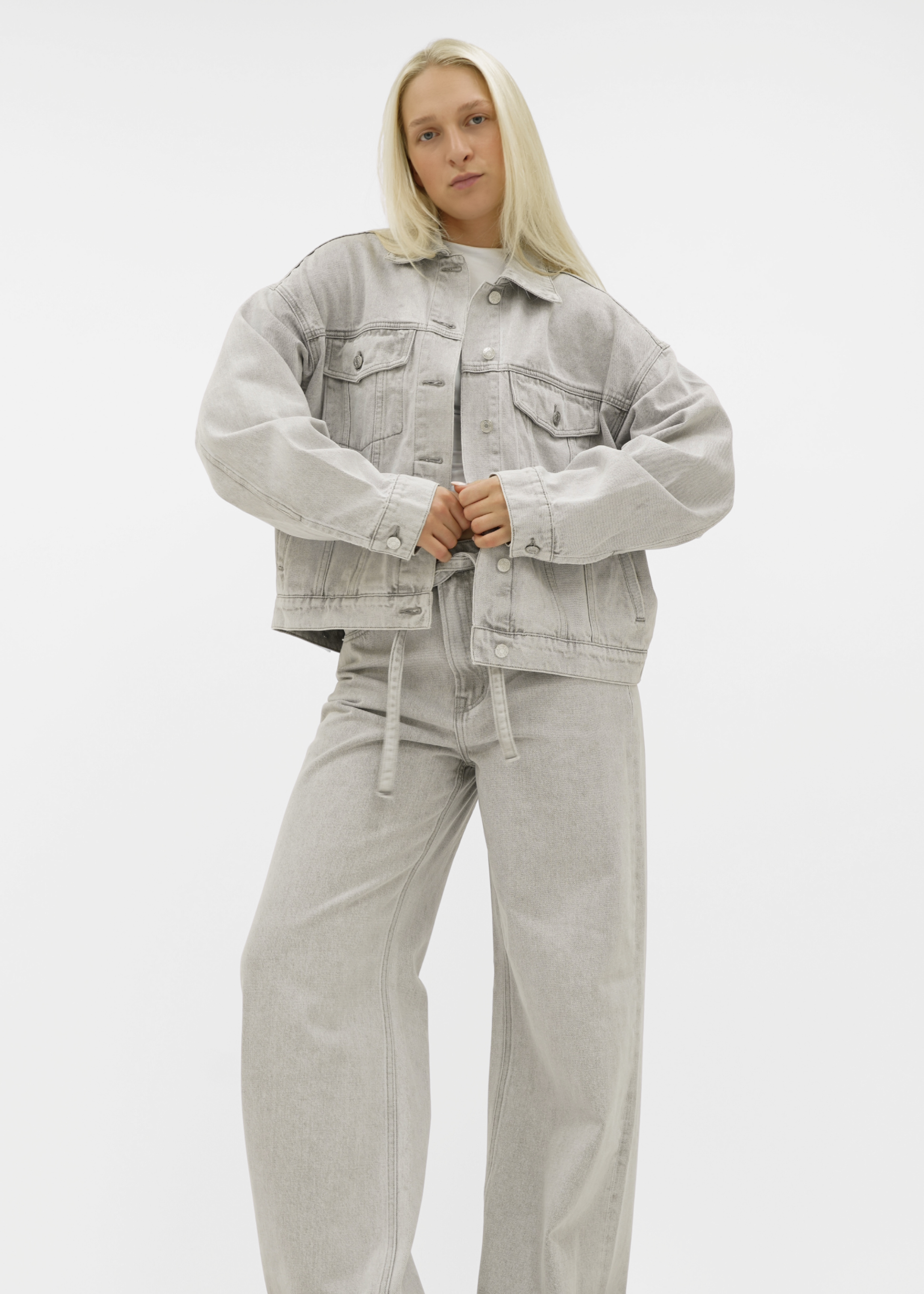 Oversized denim jacket light washed grey (tall)