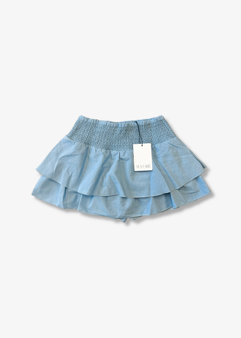 Smocked skort light blue
