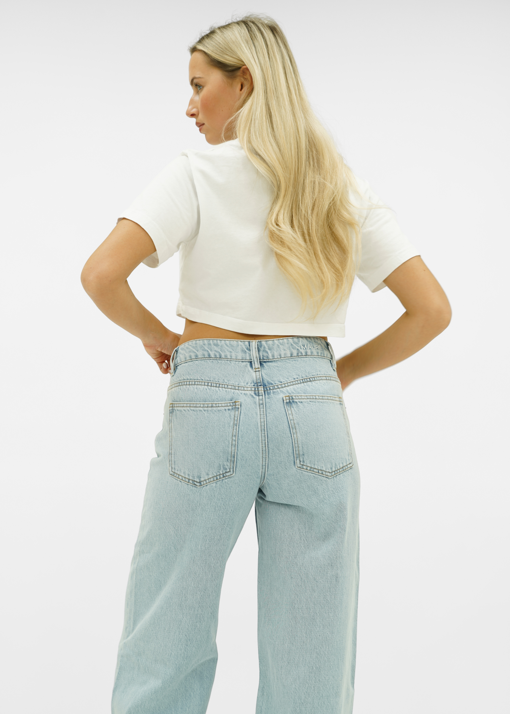 Mid waist super wide leg jeans light blue (tall)