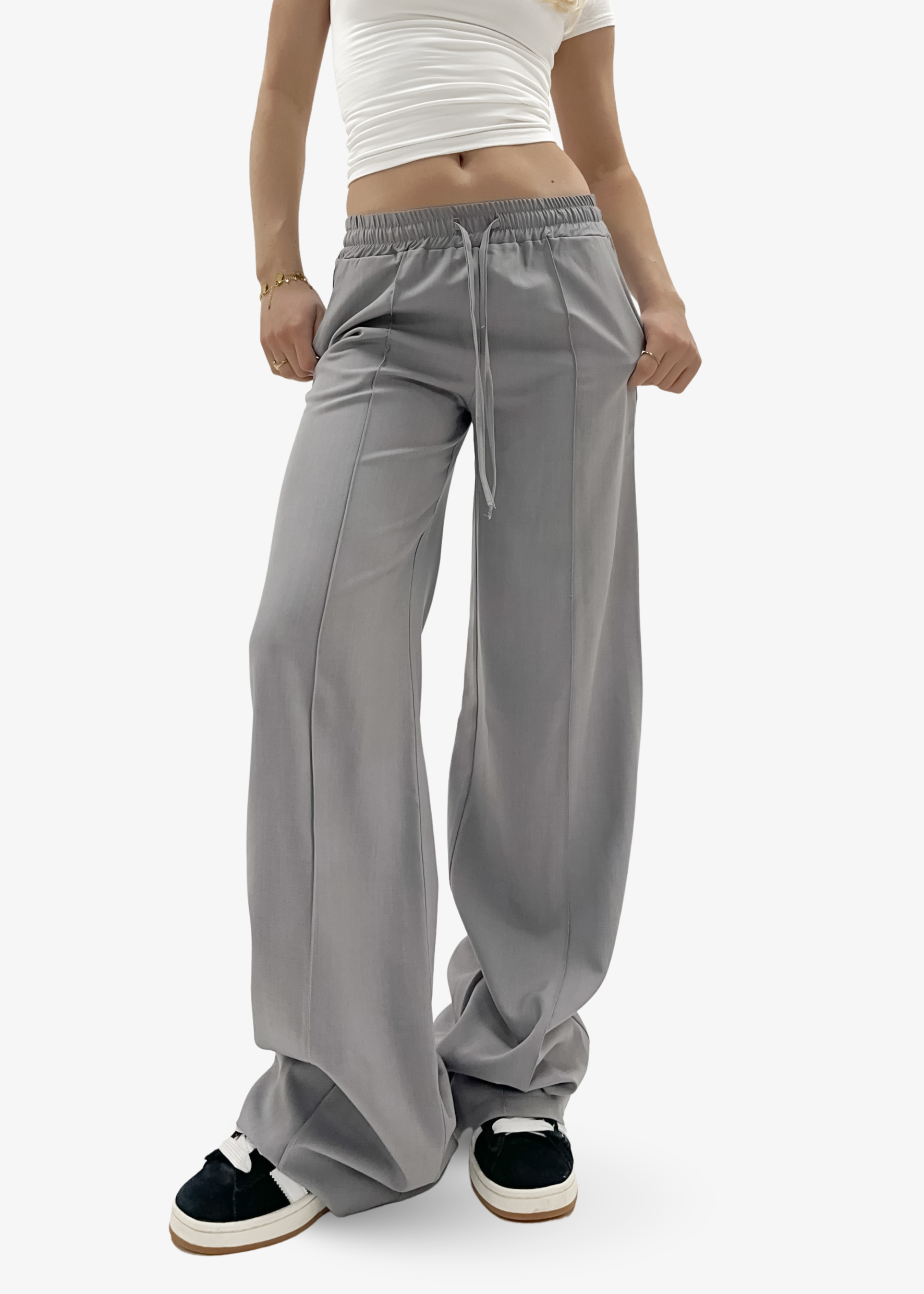 Flowy pants met pressfold (TALL) light grey