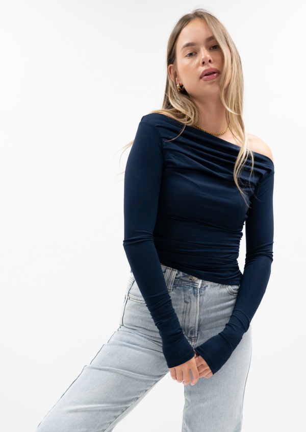 Schulter freies Top-Nacht blau