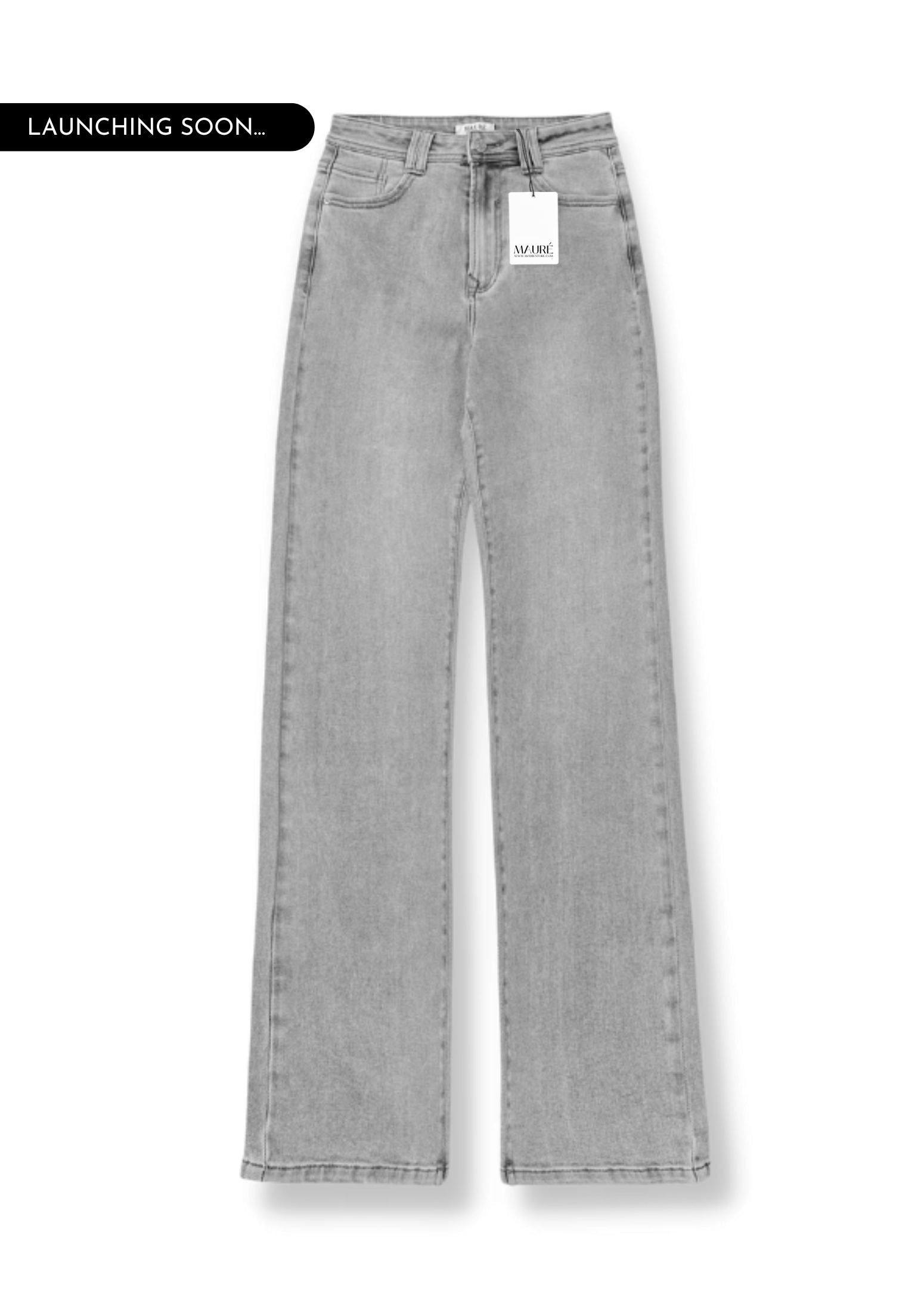 Stretch high waist straight leg jeans light grey (TALL)