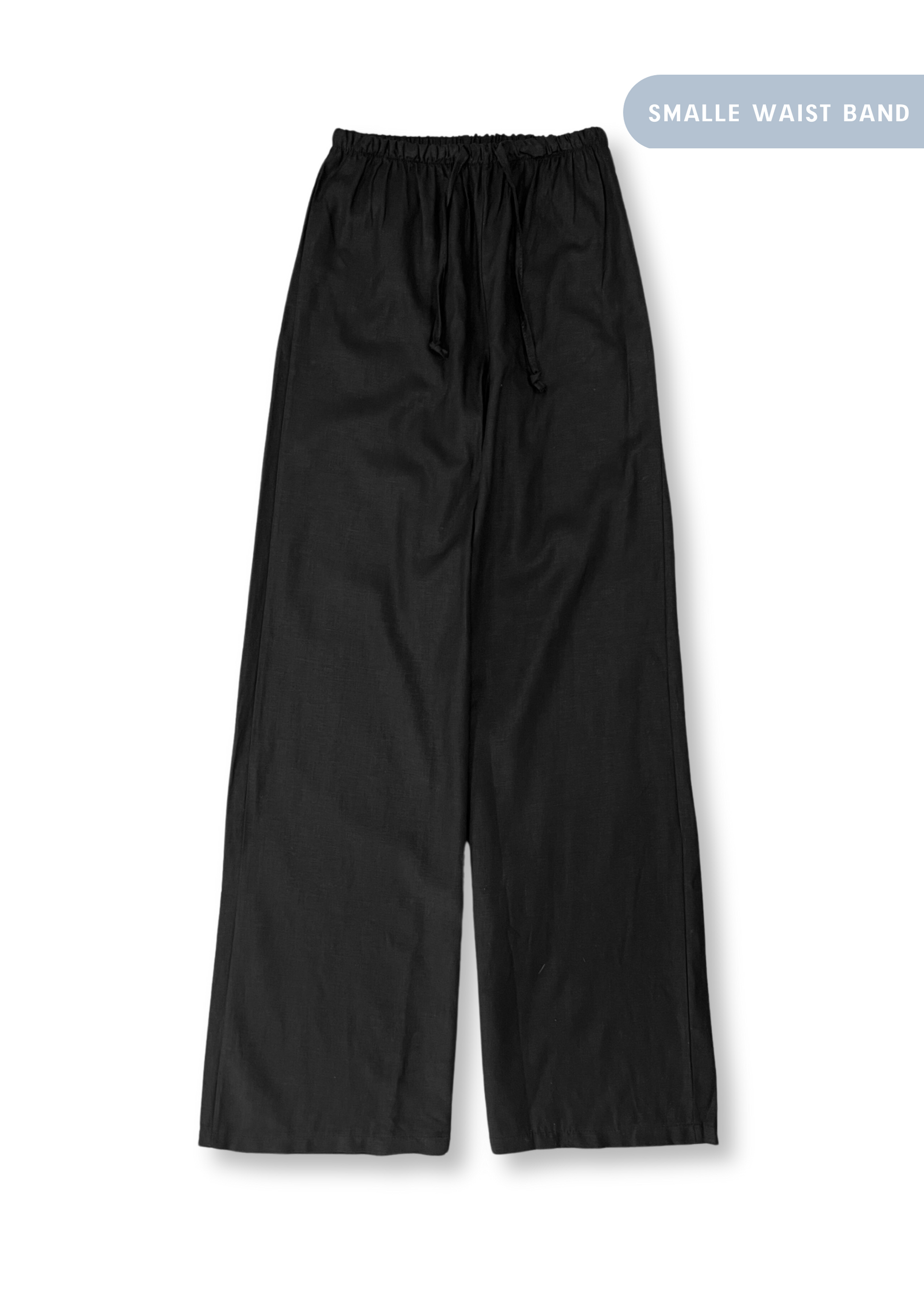 Pantalon en lin petite bande de taille noir (REGULAR)
