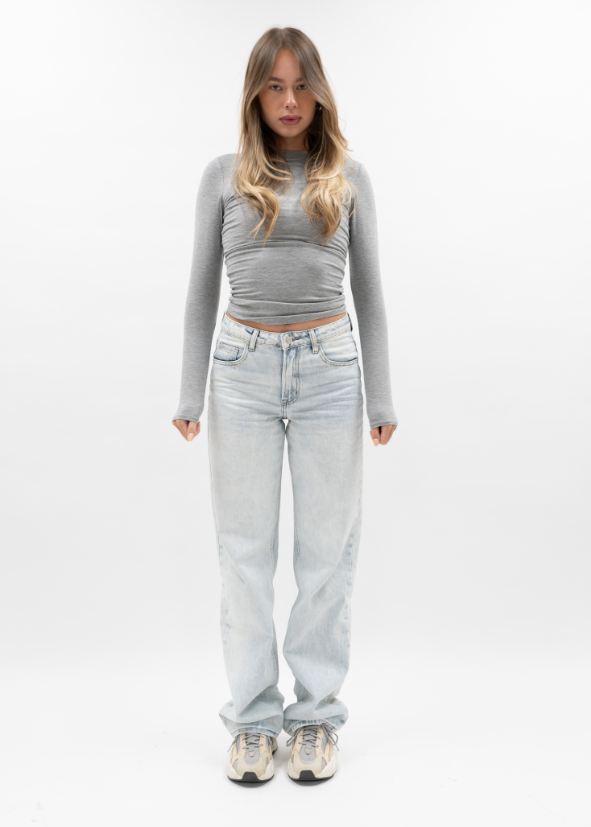 Long sleeve top long light gray
