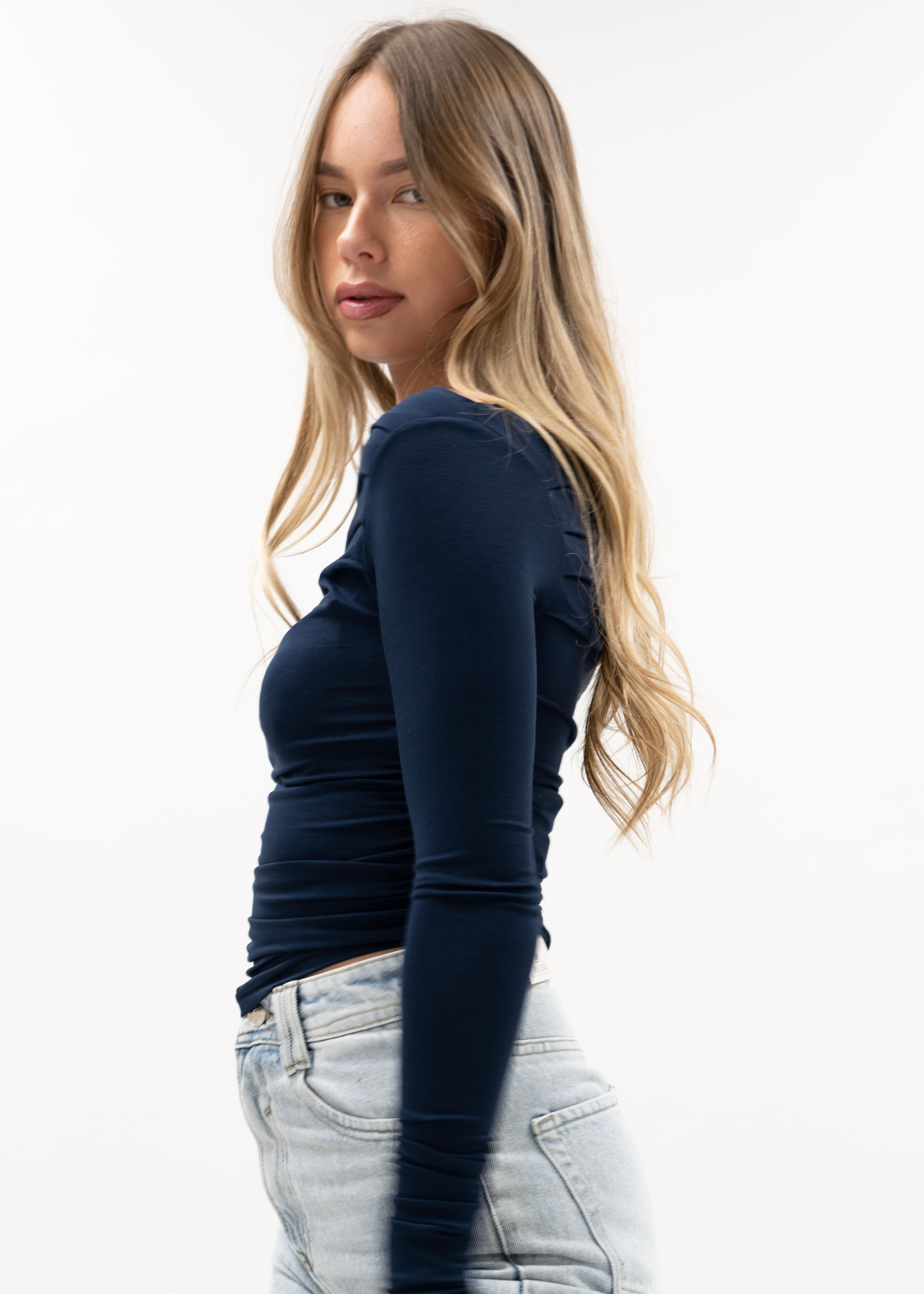 Schulter freies Top-Nacht blau