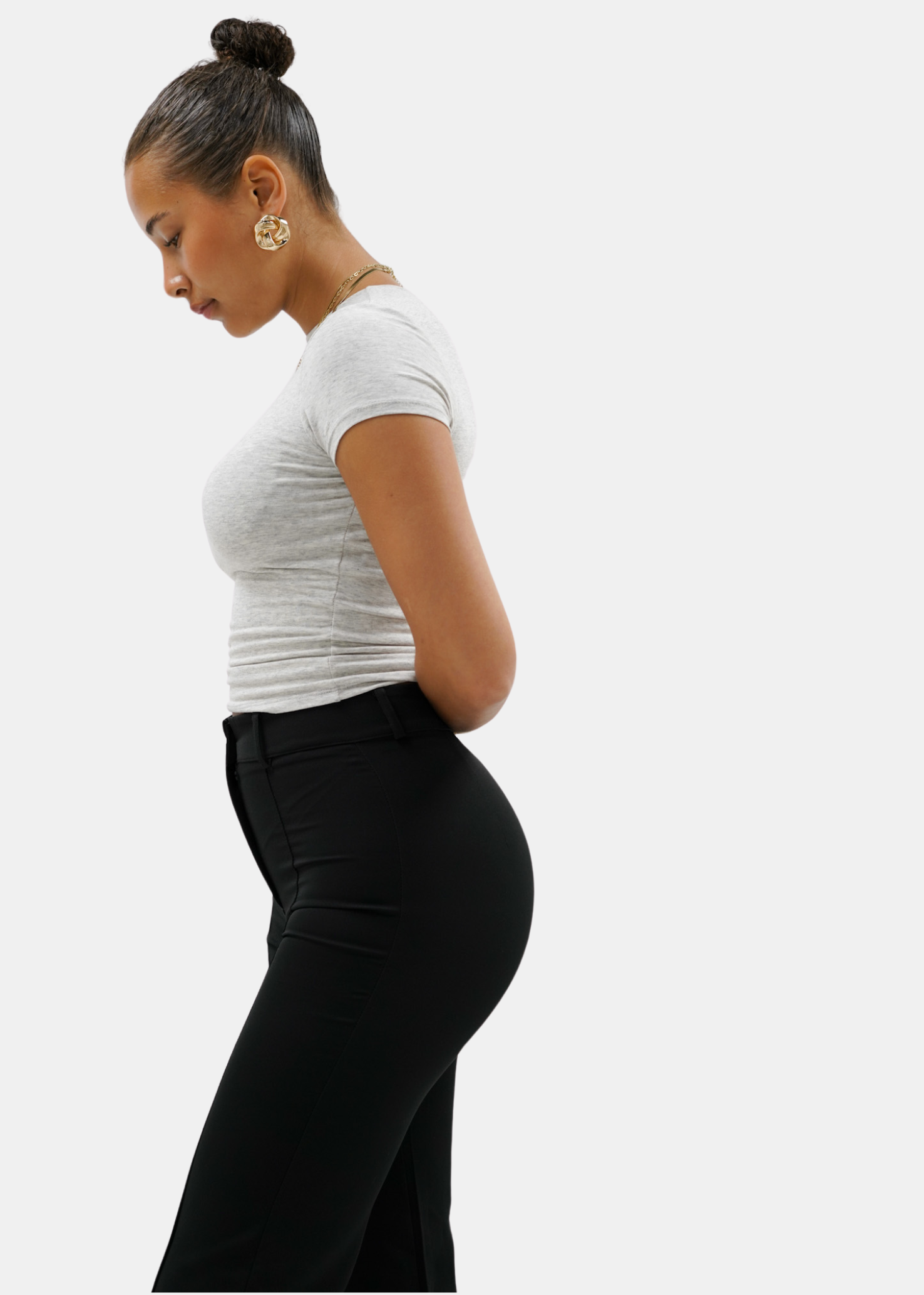 Straight leg pants with pressfold black (TALL)