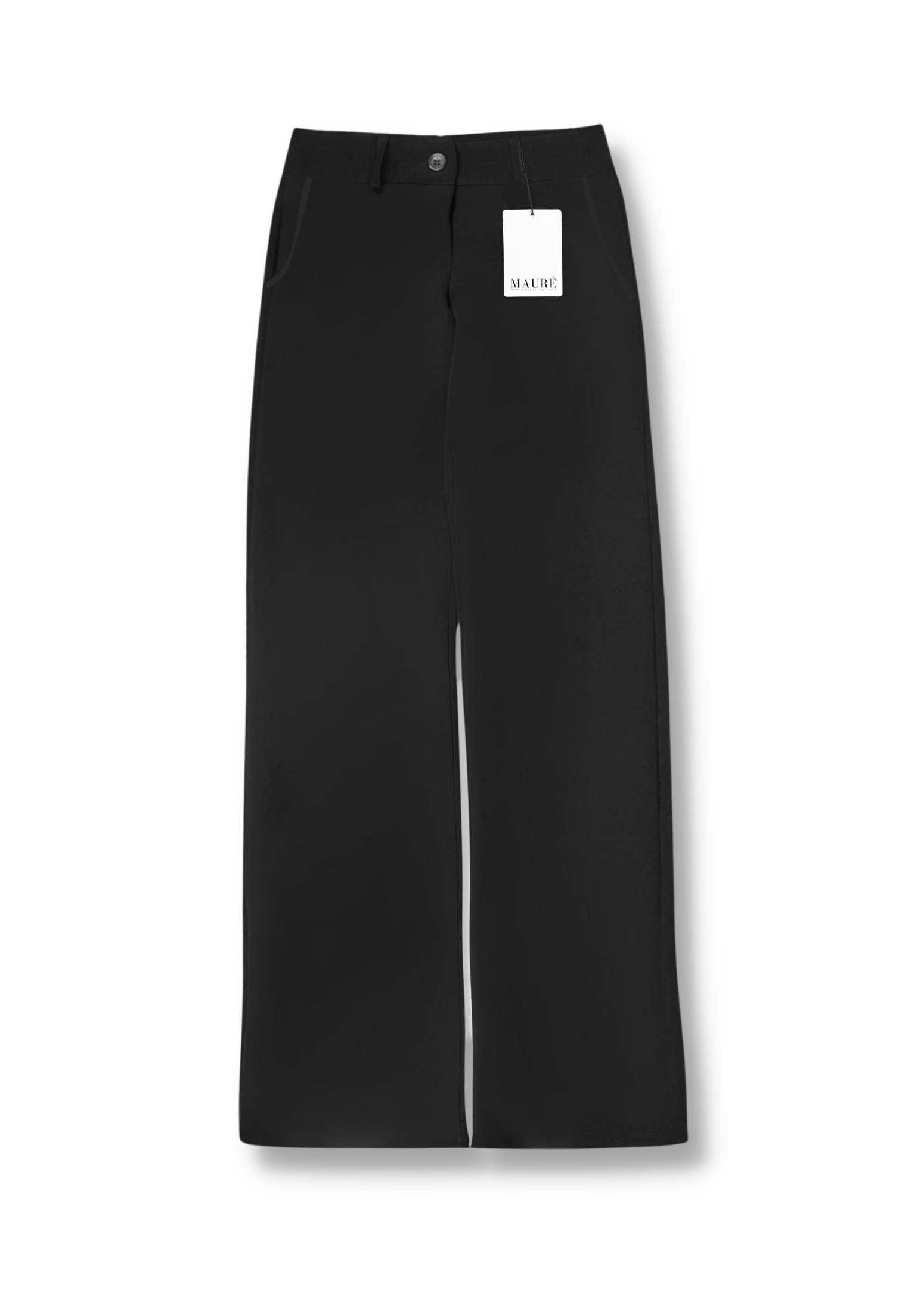 Low/mid waist straight leg pants casual black (REGULAR) - Mauré