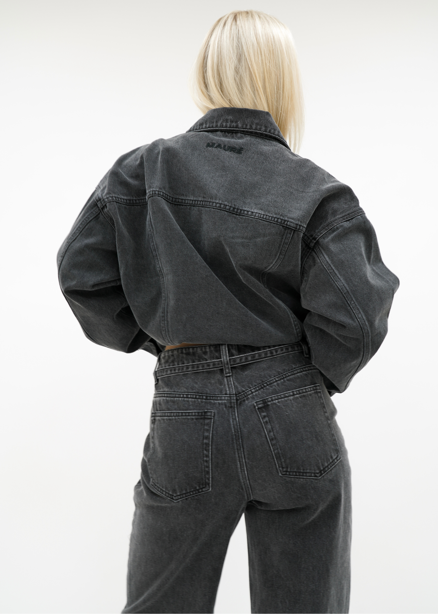 Oversized denim jacket dark washed grey (tall)