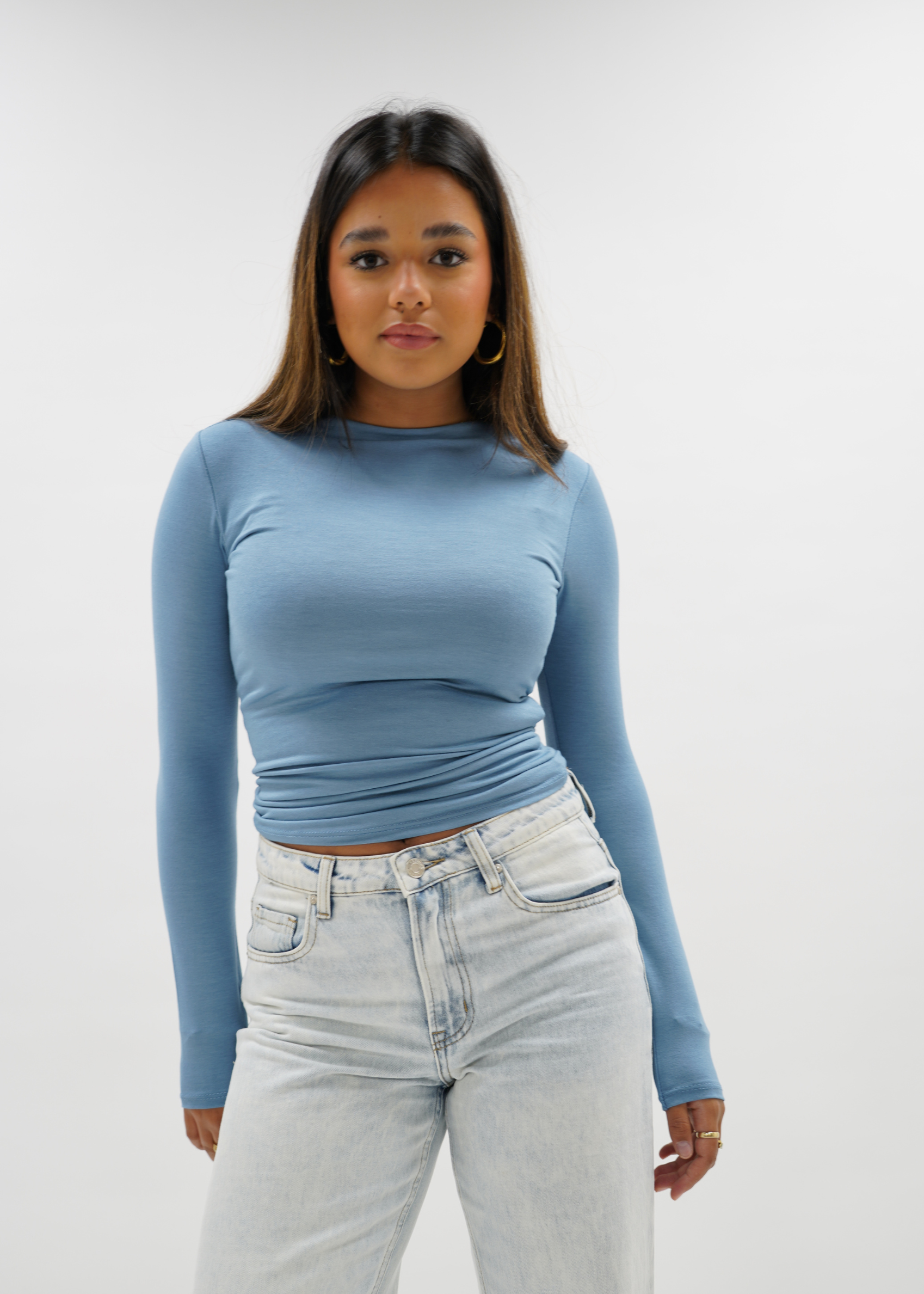 Long sleeve top long baby blue