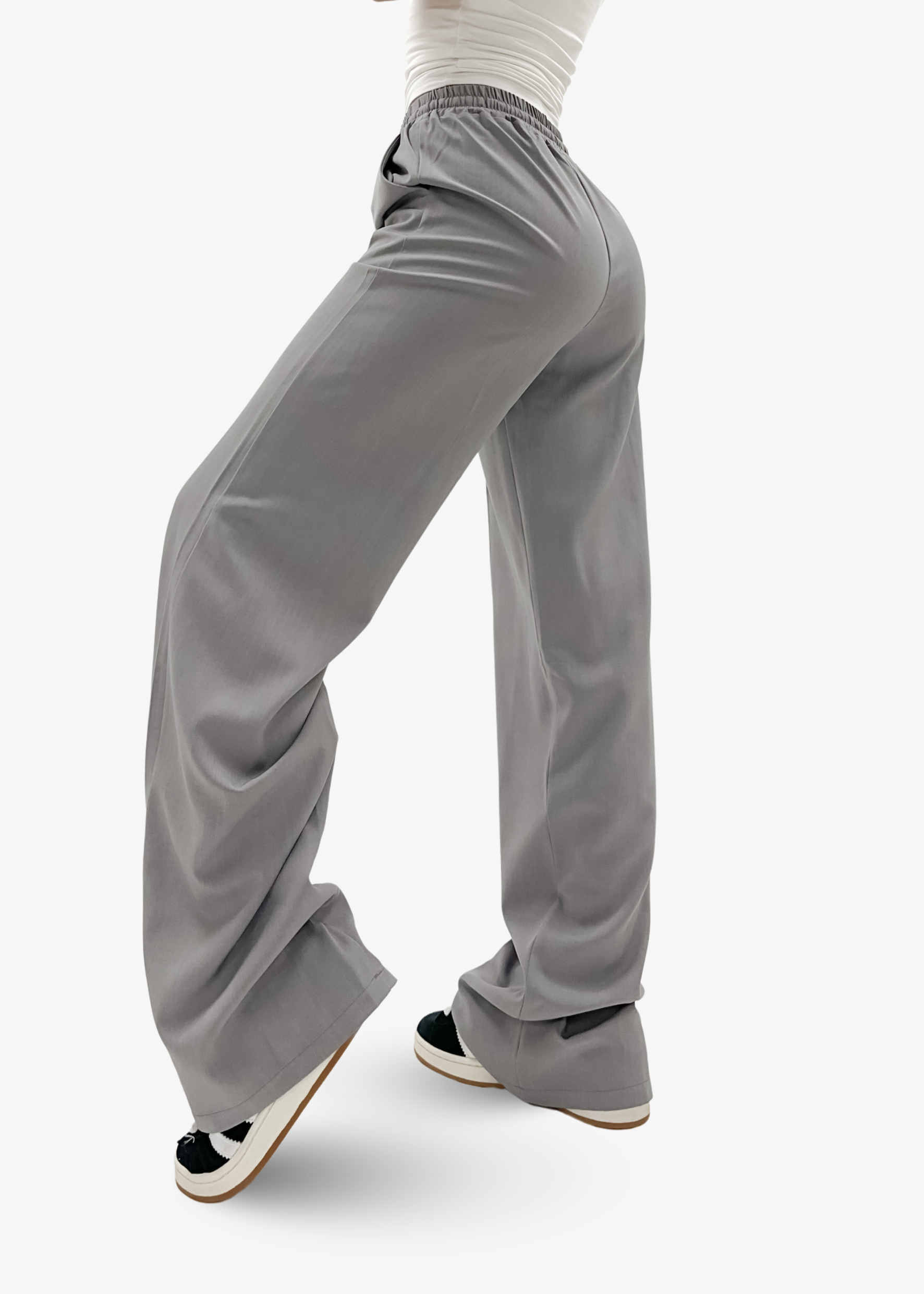 Flowy pants met pressfold (TALL) light grey